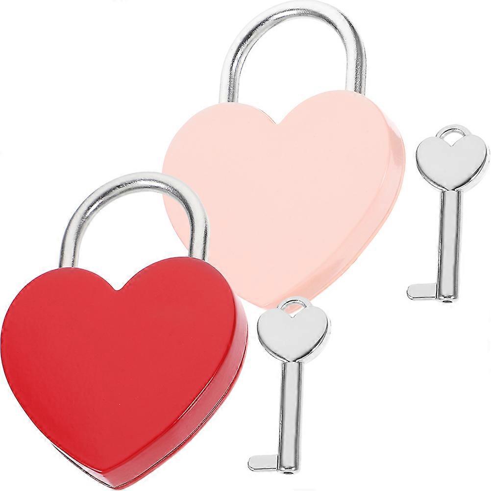 2 Sets Small Padlocks Heart Shape Locks For Friends Anniversary Travel Security