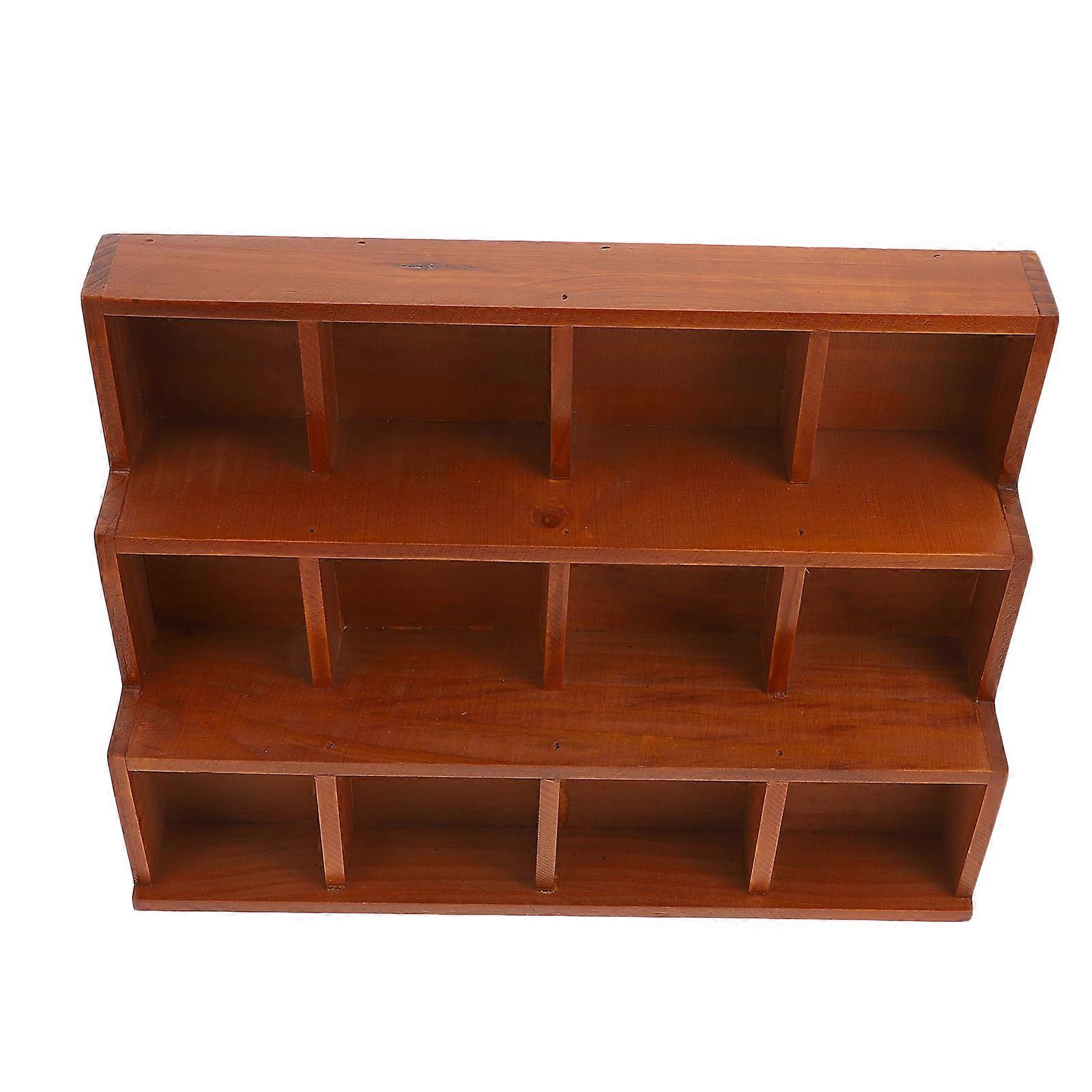 Brown Synthetic Storage Box for Stationery and Small Items Compact Multi-Grid Design Fits Home