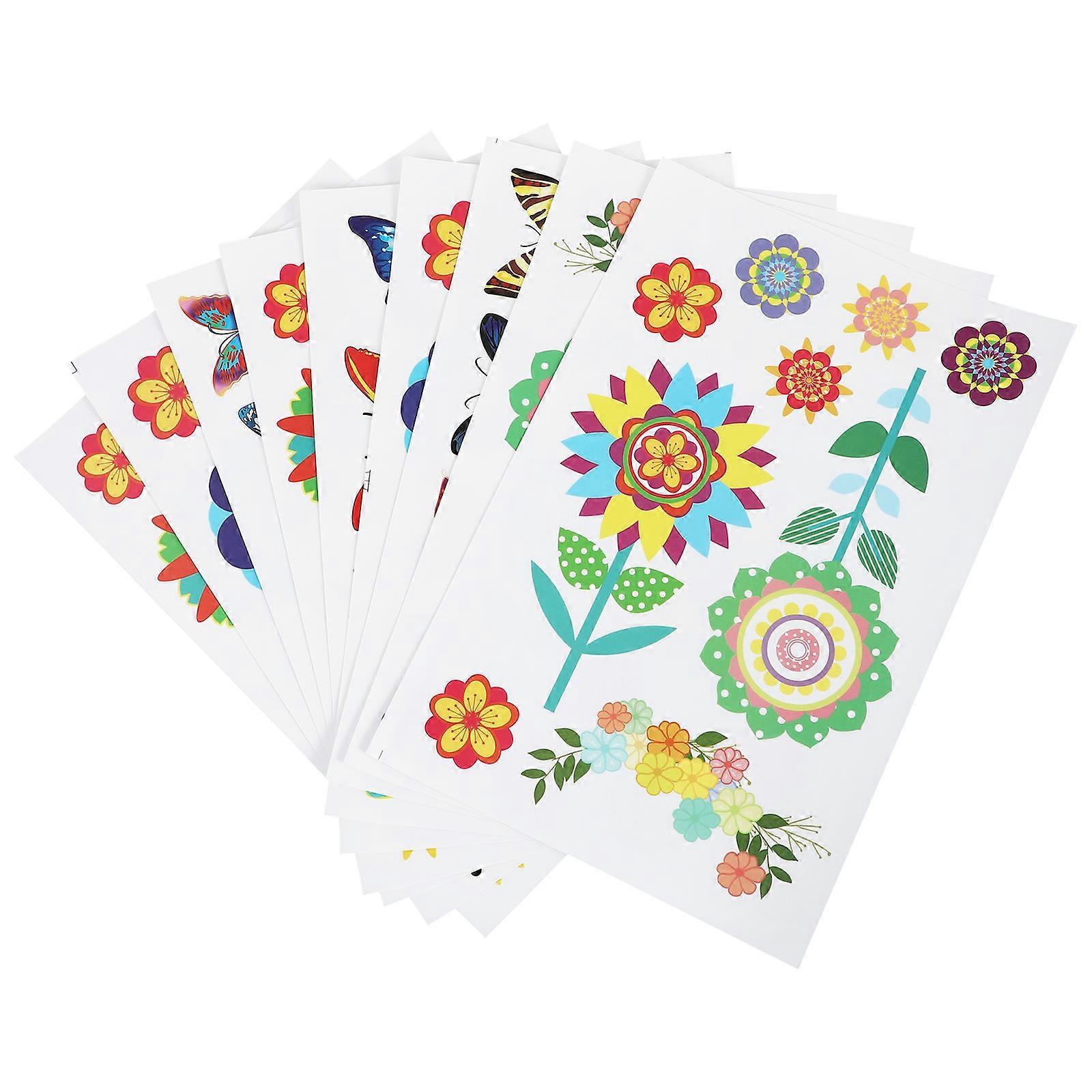 Chic Decorative Butterfly And Flower Stickers For Parents 30x20cm Assorted Color Waterproof 9 Sheets