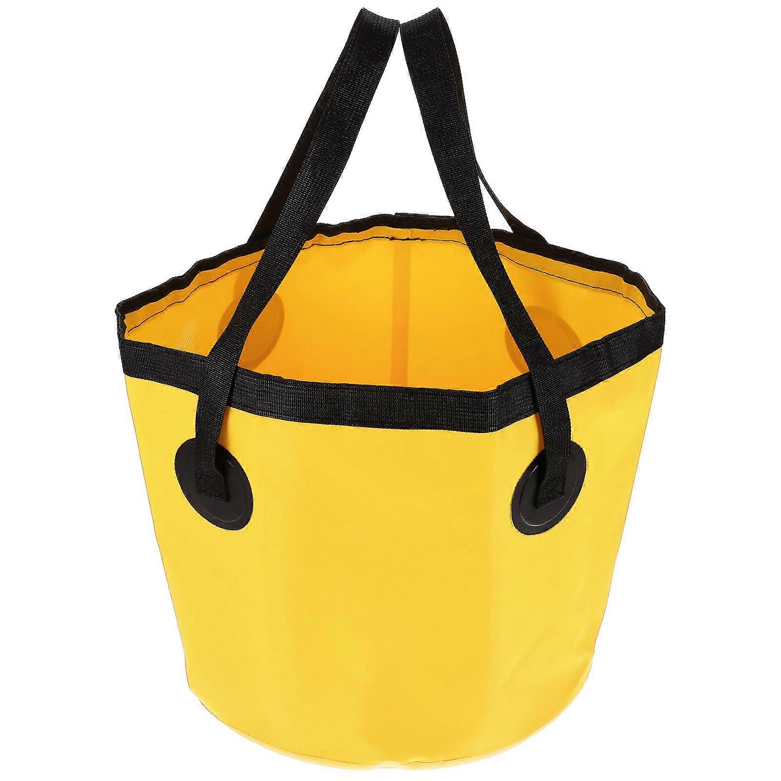 Multifunctional Foldable Fish Bucket Water Bucket Outdoor Enthusiasts Yellow Collapsible Water Storage 1Pcs