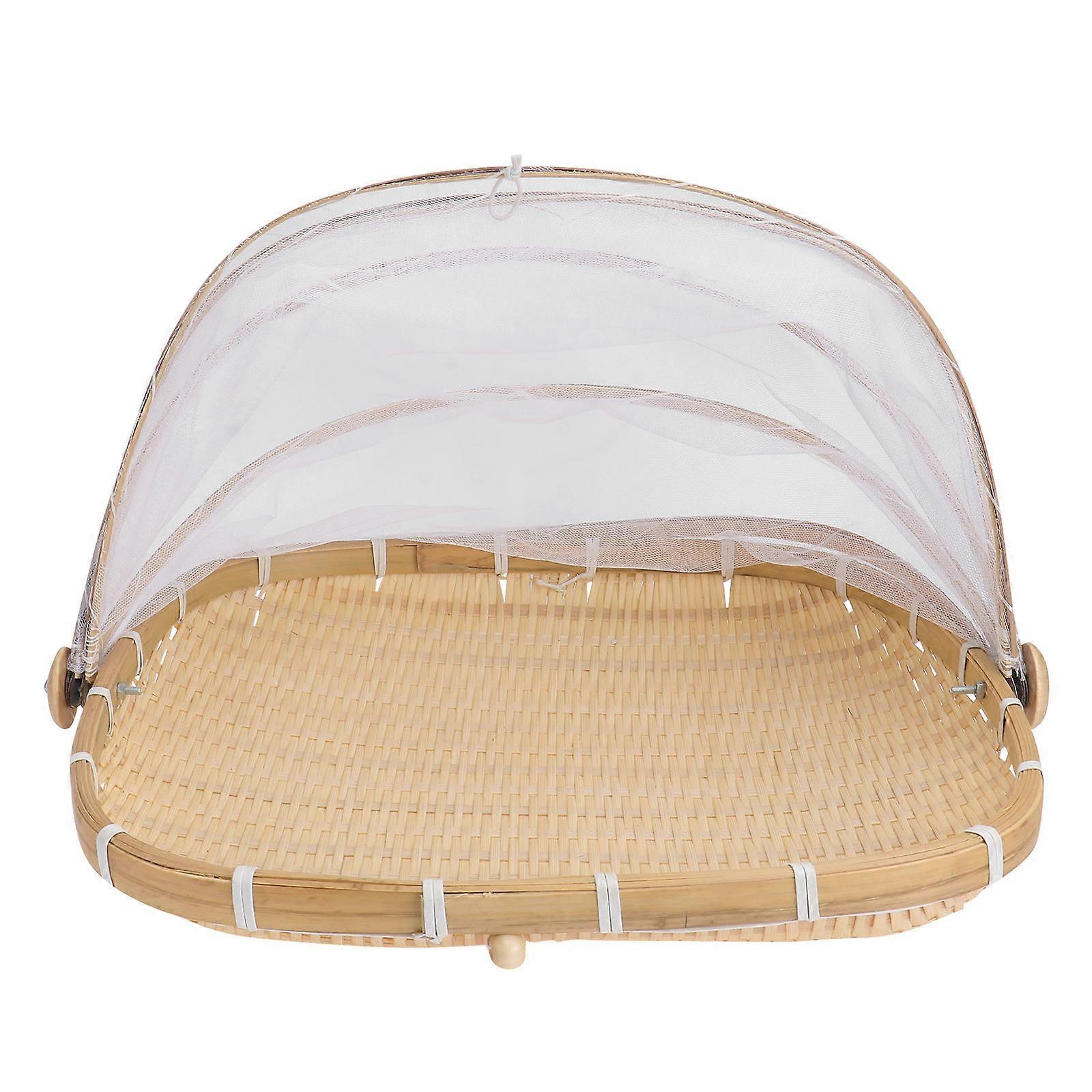 Light Yellow Detachable Food Tent Basket for Storage Use Synthetic Material Large Capacity