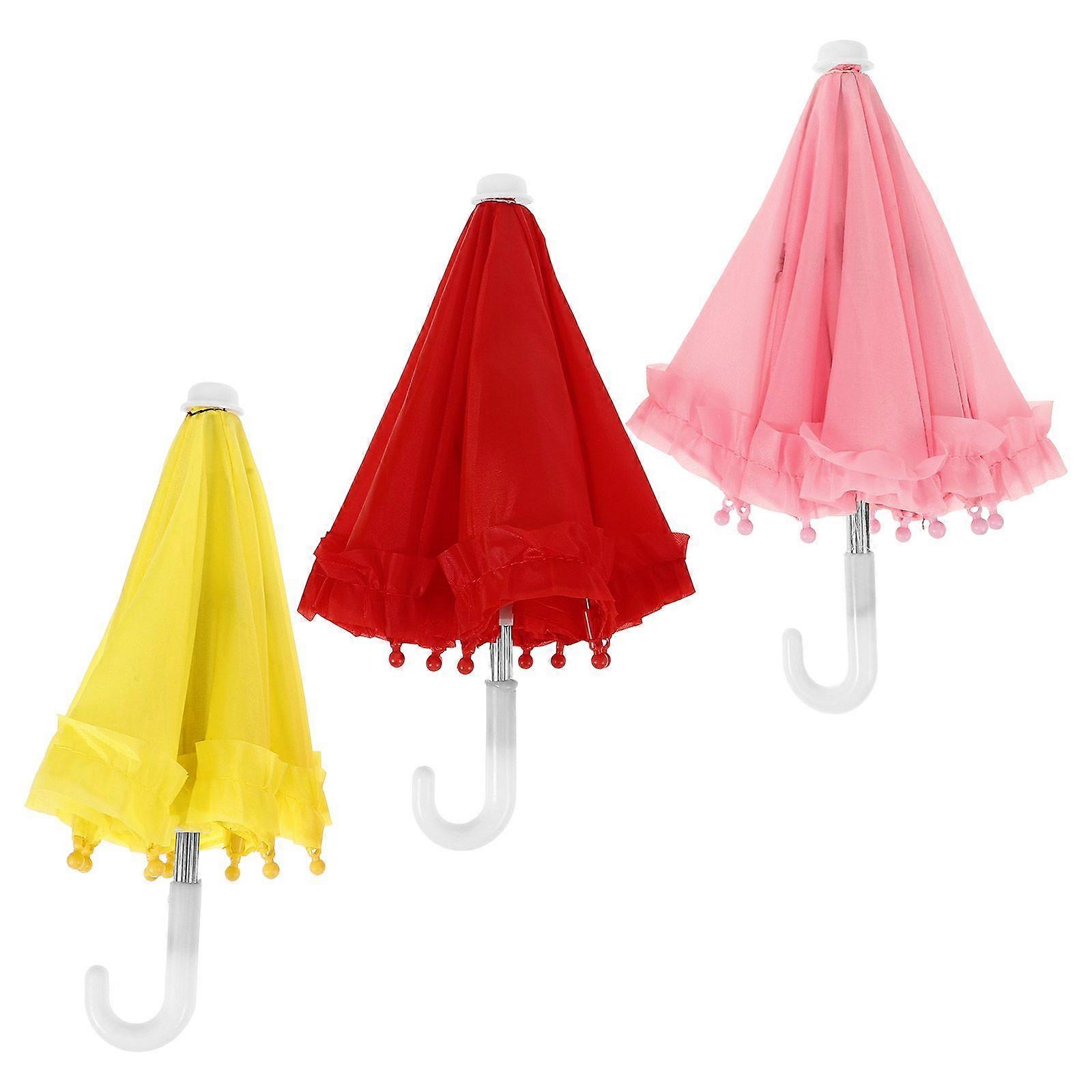 3Pcs Children Umbrella Model Toys Decorative Umbrella Playthings (Random Color)