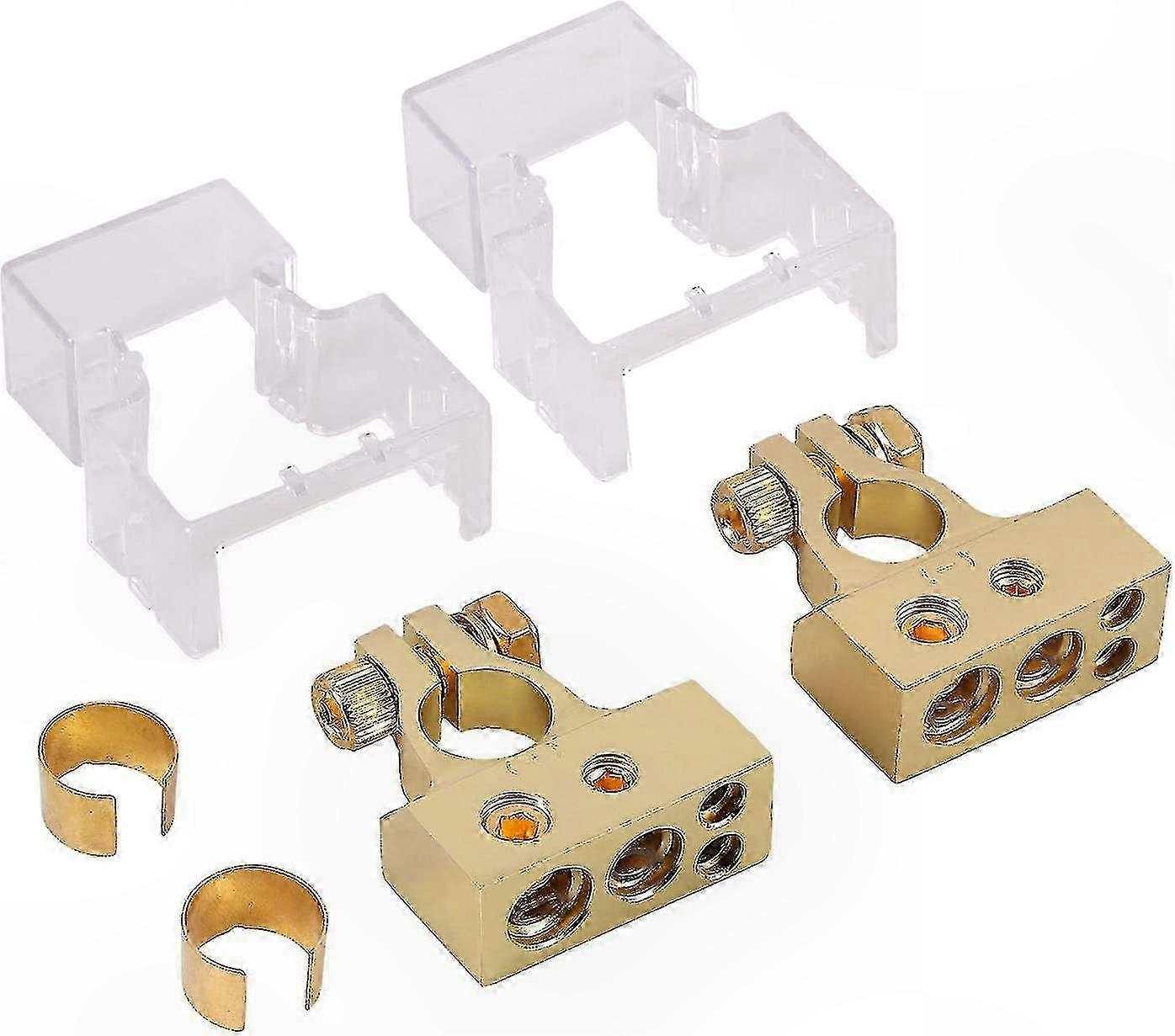 Battery Terminal Connectors, Positive & Negative Car Battery Terminals with Washers, 2/4/8/10 AWG Wire Compatibility