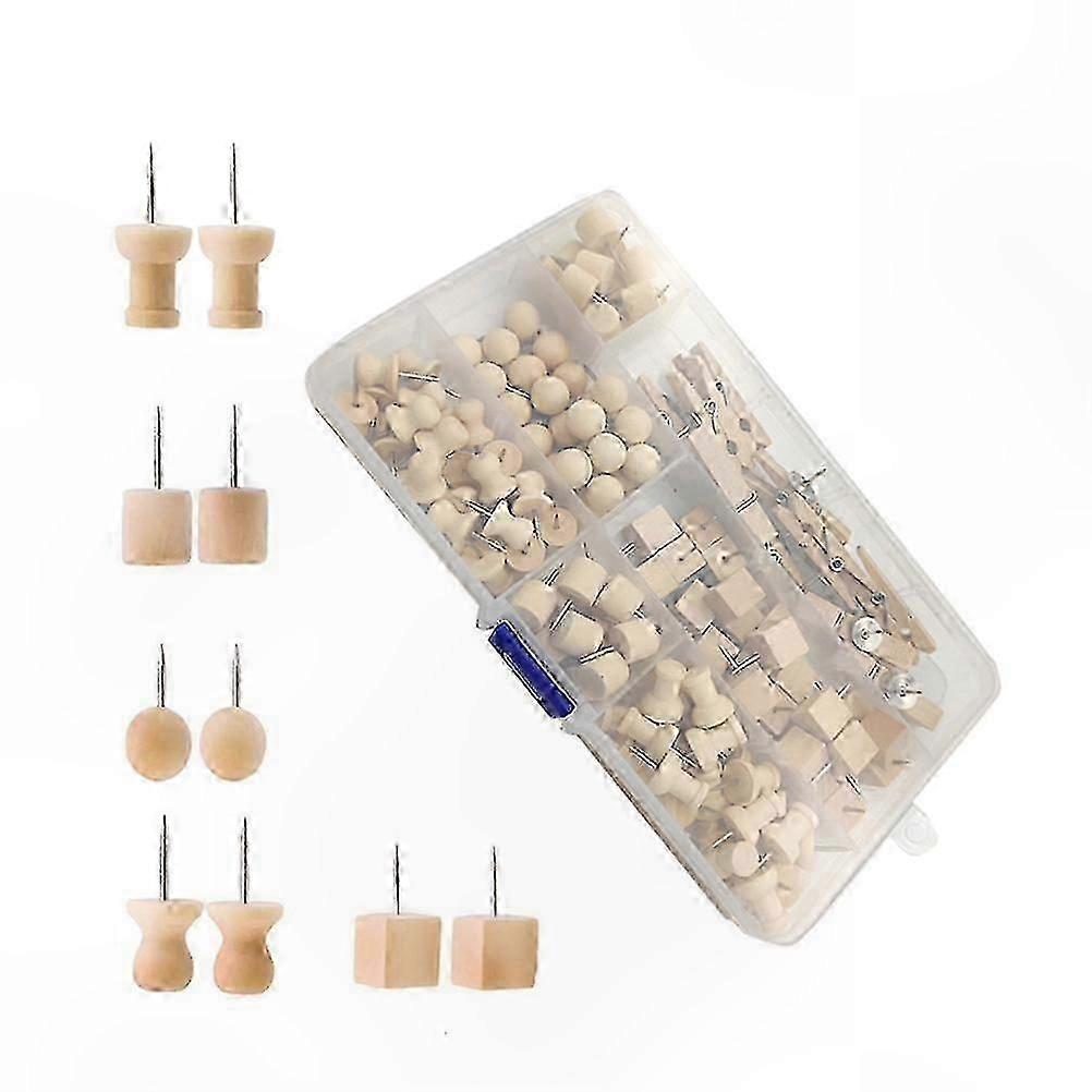 Assorted Color Wooden Pushpins for Photo Display and Craft Projects, 125 Pieces Decorative Thumb Tacks Set