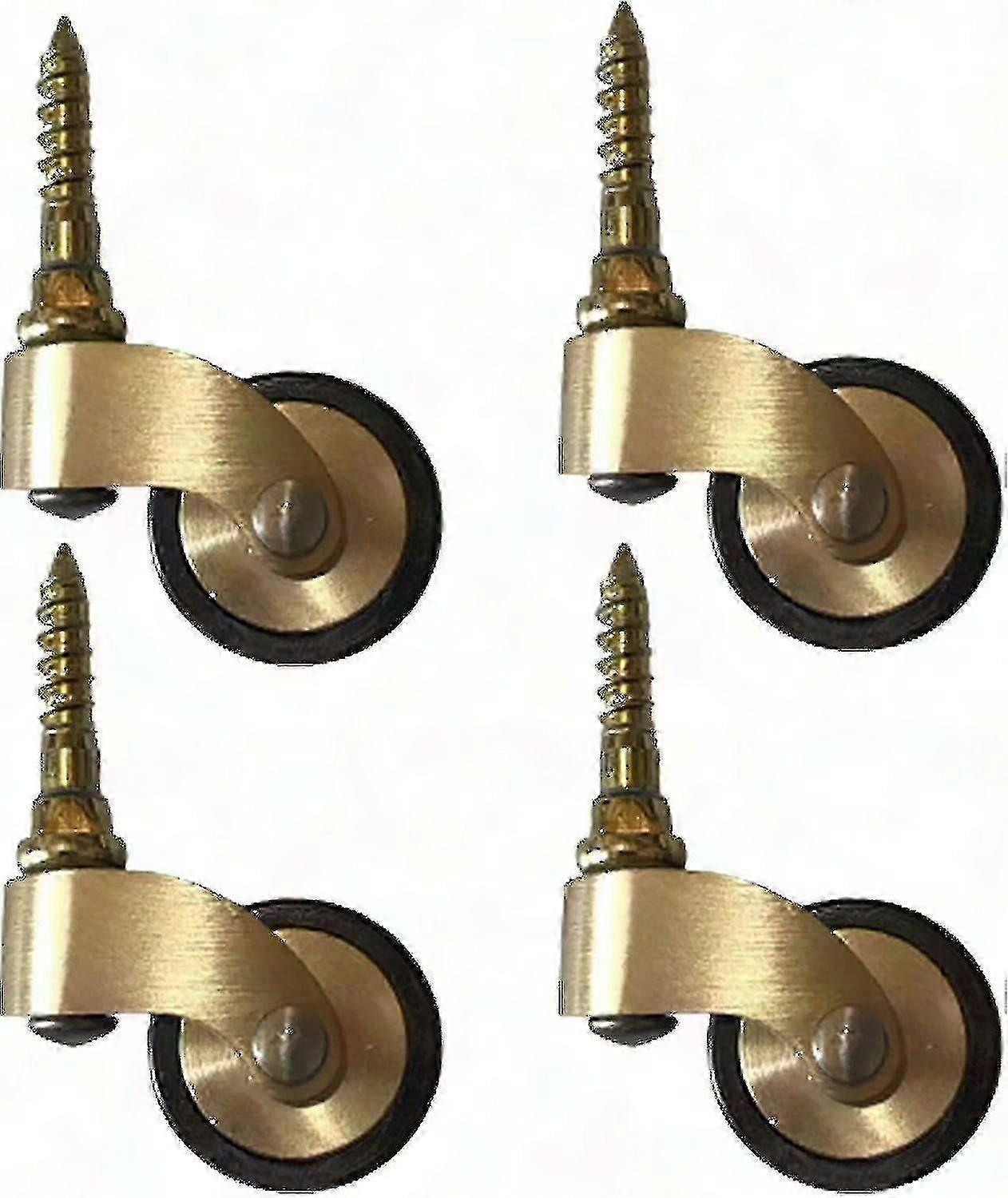 عجلات نحاسية صلبة عتيقة مع عجلات مطاطية - قطر 25 مم ، سعة 150 كجم ، جذع ملولب لأرجل البيانو
