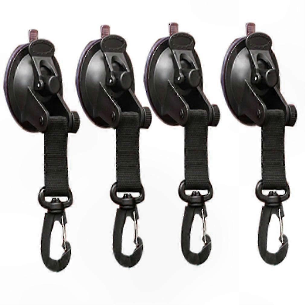 4-Pack Round Suction Cup Hooks for Camping, Tarp, Awning, Pool, and Tent Use