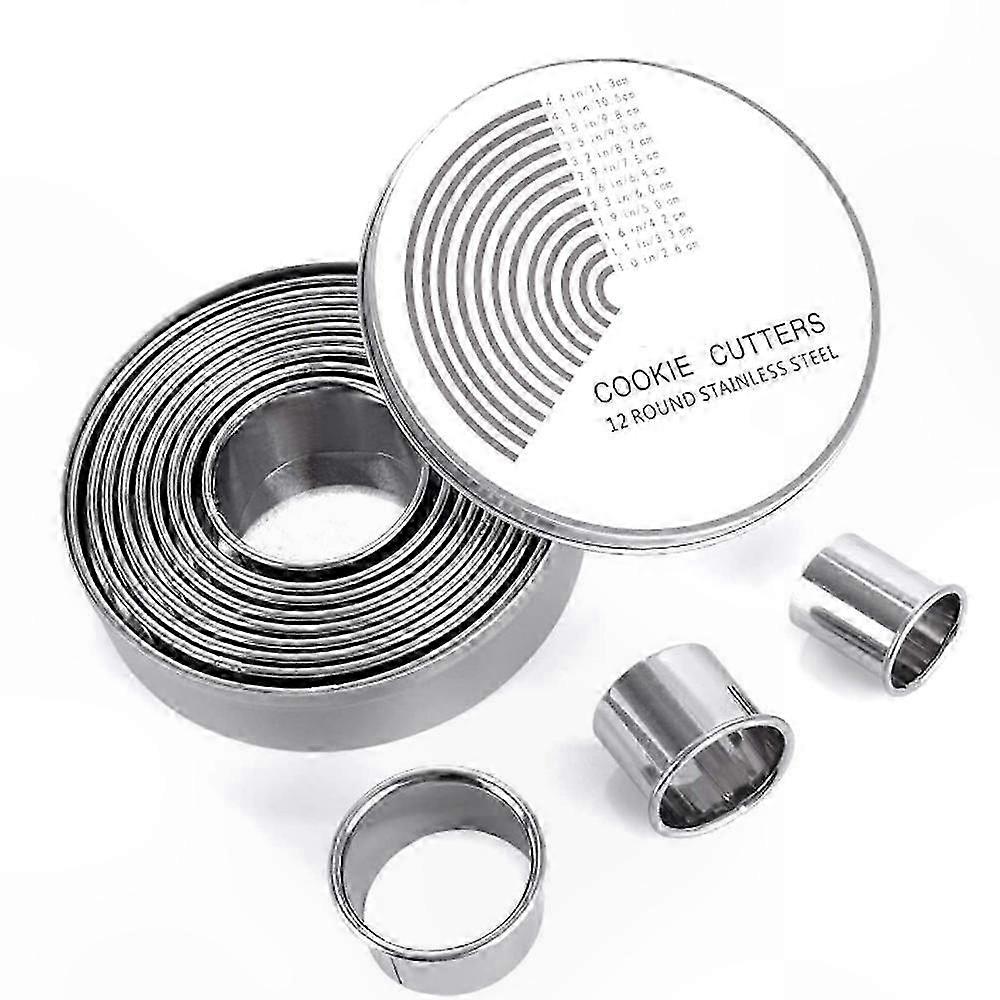 Stainless Steel Round Baking Cutter Set with Measurement Scale for Biscuits and Doughnuts