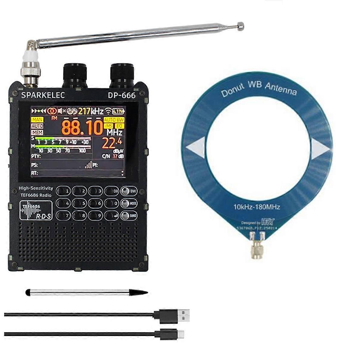 TEF6686 راديو كامل النطاق راديو عالي الحساسية FM AM LW MW SW موجة قصيرة 2.8 بوصة IPS شاشة تعمل باللمس ث