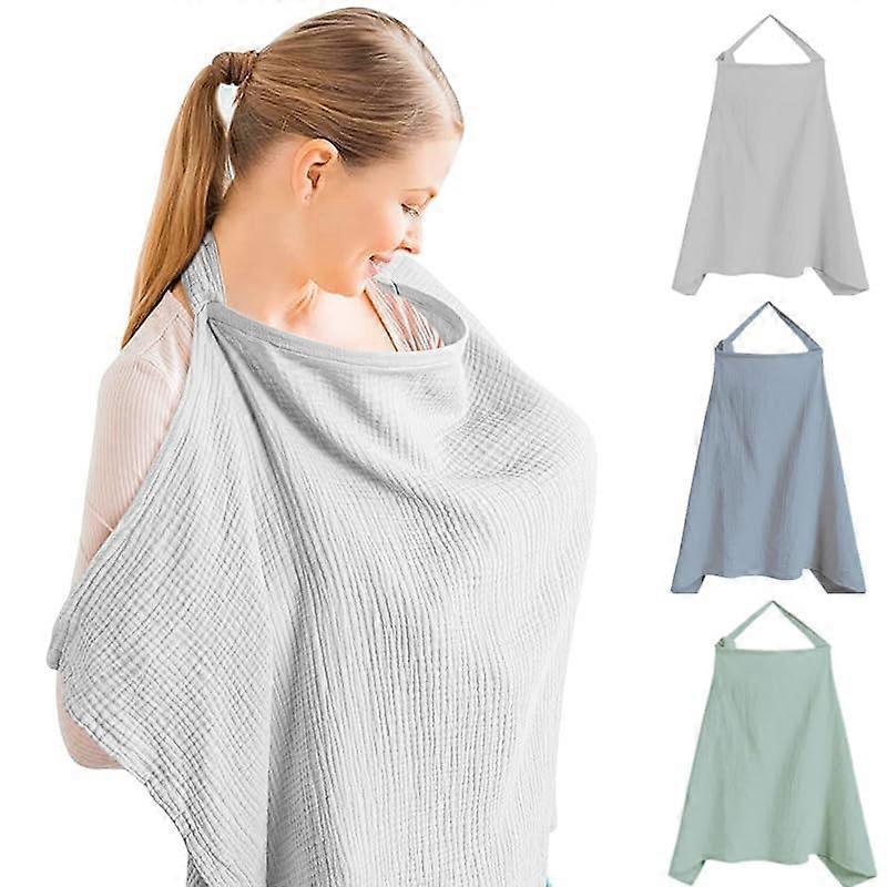 Nursing Cover For Breastfeeding Muslin 75 x 95 cm Adjustable Strap, Soft Breathable Cotton, OnTheGo Nursing Apron Gray