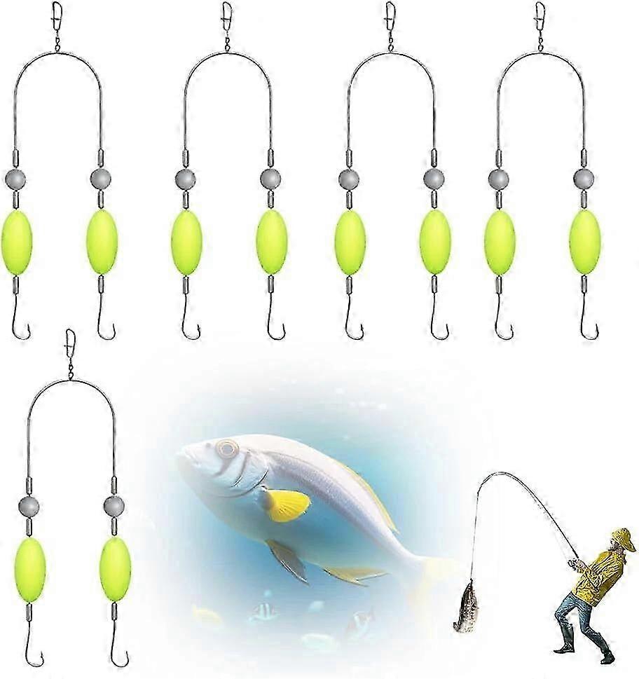Improved Fishing Performance with 5PCS Double Hook & Reverse Hook Set, Reverse Bottom Line Free Floating Fishing Gear