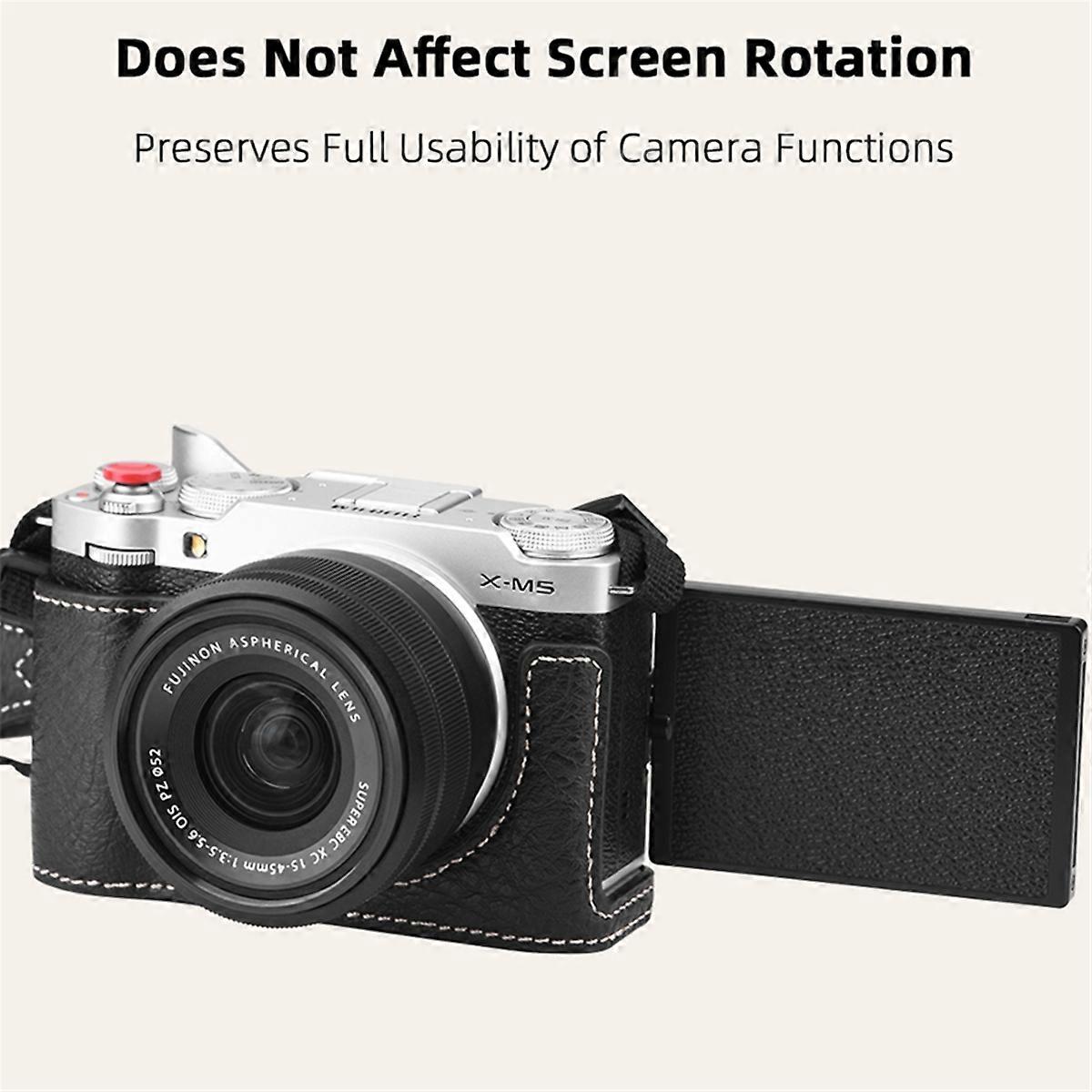 For X-M5 Camera Protective Leather Case for Camera Bag Shoulder Strap Lanyard Base Accessories Black