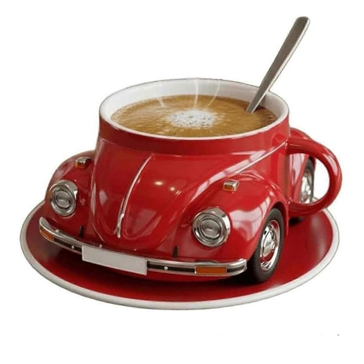 形のコーヒーマグ耐熱面白いコーヒーカップコーヒー愛好家のための大容量手作り装飾カップレッド