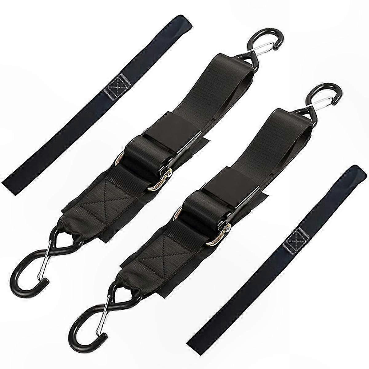 2-Pack Adjustable Tie-Down Straps, 2in x 4ft with Buckle for Boat Trailers