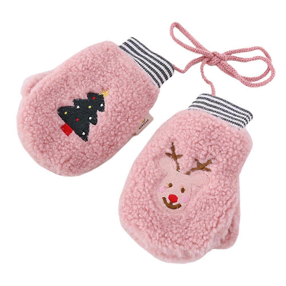 Baby Hanging Neck Gloves Warm Kids Full Finger Gloves for Keeping Warm 1Pair