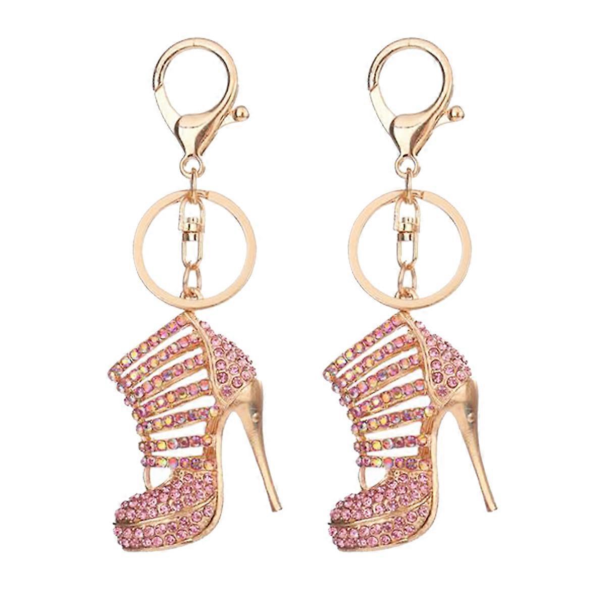 Pink High-heeled Shoe Shaped Key Chain with Creative Design for Bag Pendant and Car Decoration 4.5