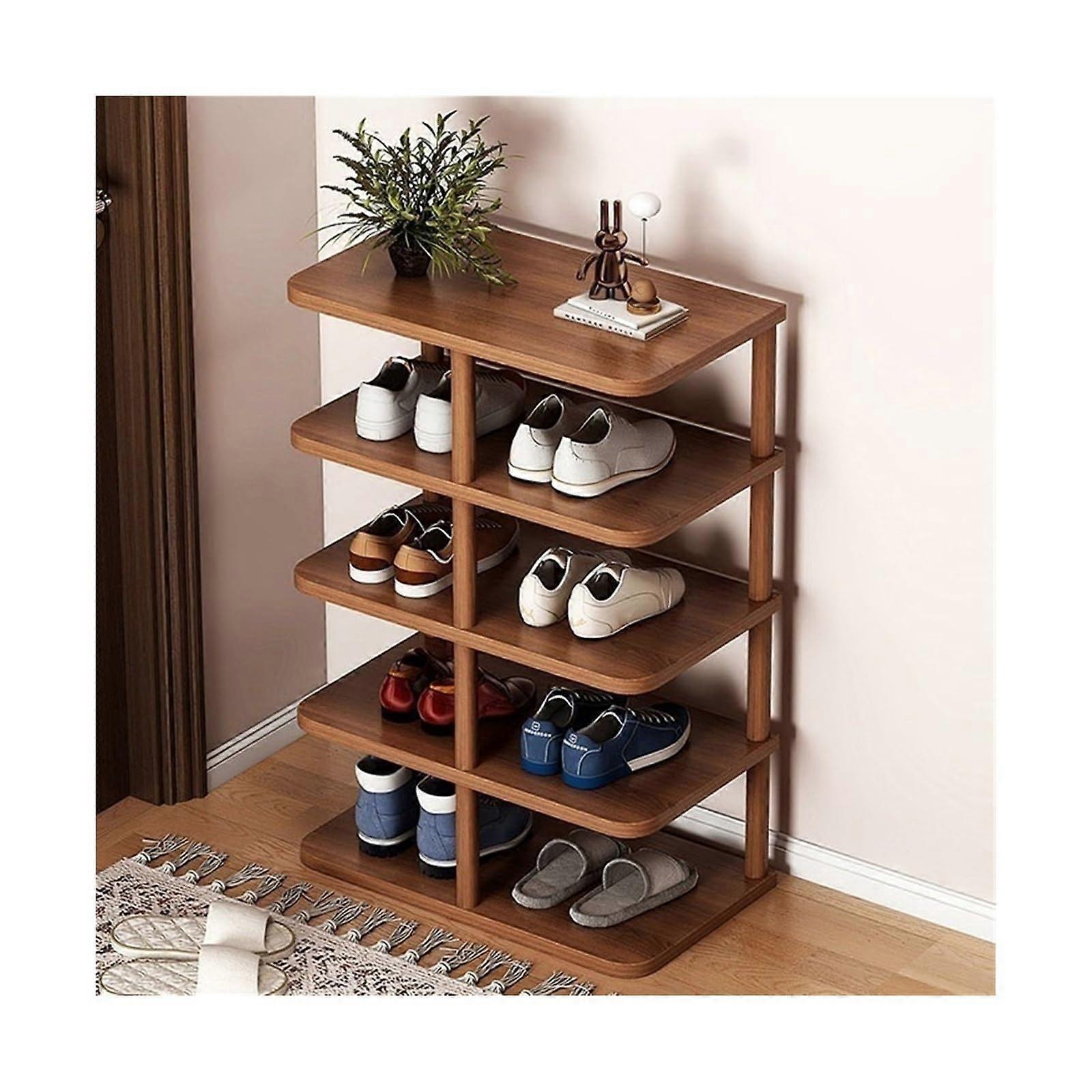 Shoes Rack Vertical For Entryway And Living Room, SpaceSaving 8Layer Shoe Organizer For 814 Pairs, Brown/White