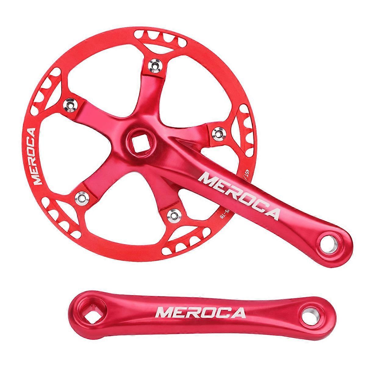 Bicycle Square Hole Crankset Speed Folding Bike Crankset 45T Square Hole 170MM 130 BCD Crank Red
