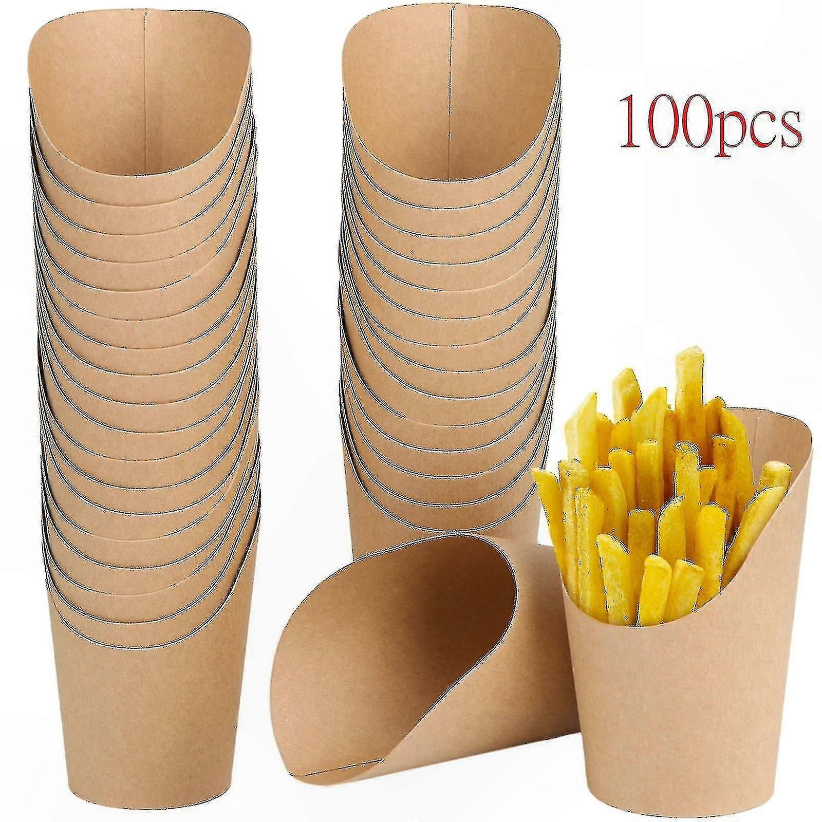 100 Count Fry Cups, 12oz Paper Containers for Fries and Snacks, Disposable Charcuterie Cups