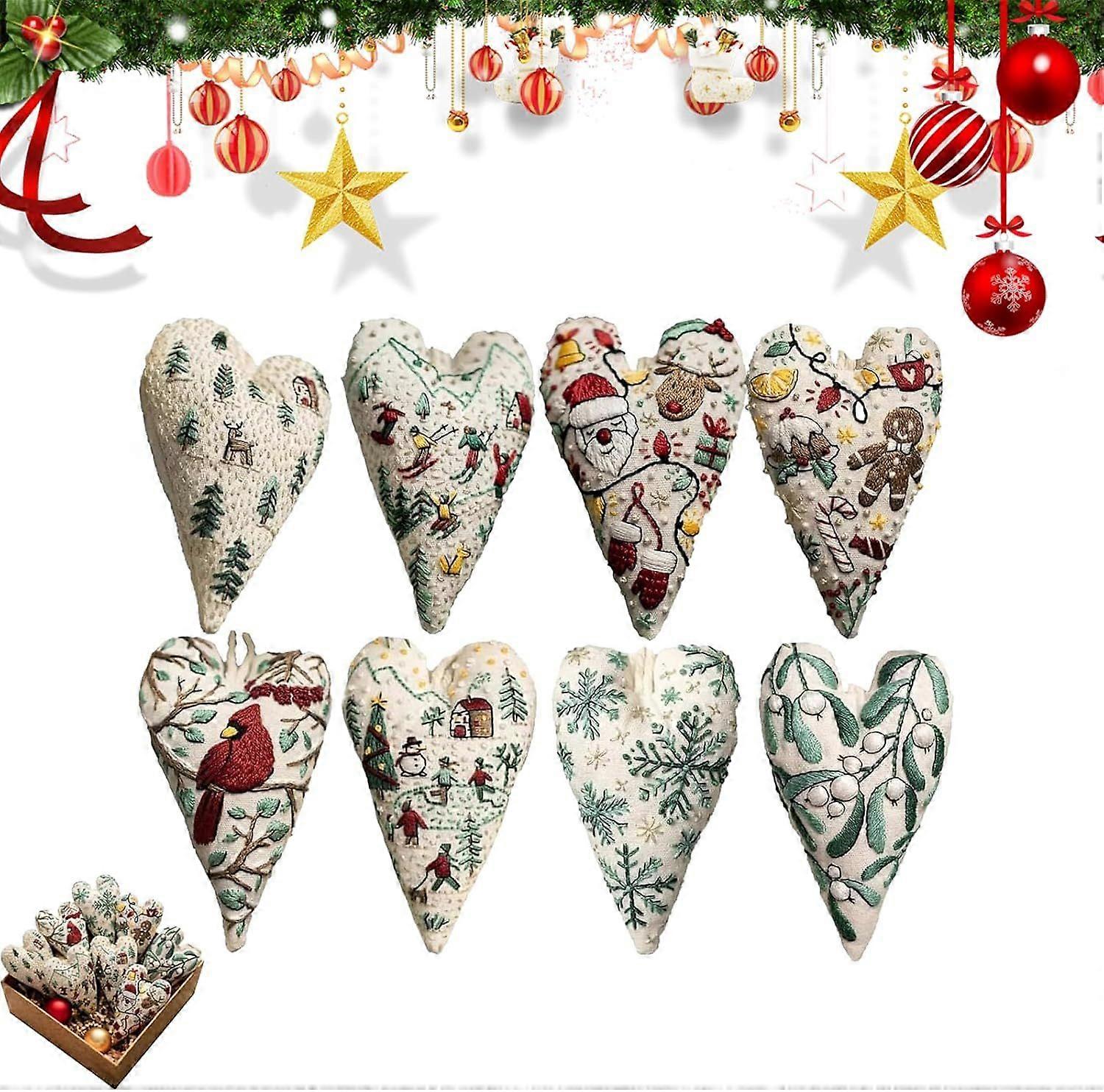 Christmas Ornament Embroidery Kits, Beginner Friendly Cross Stitch Craft Set with Needles & Thread for Holiday Decorations, Christmas Decor