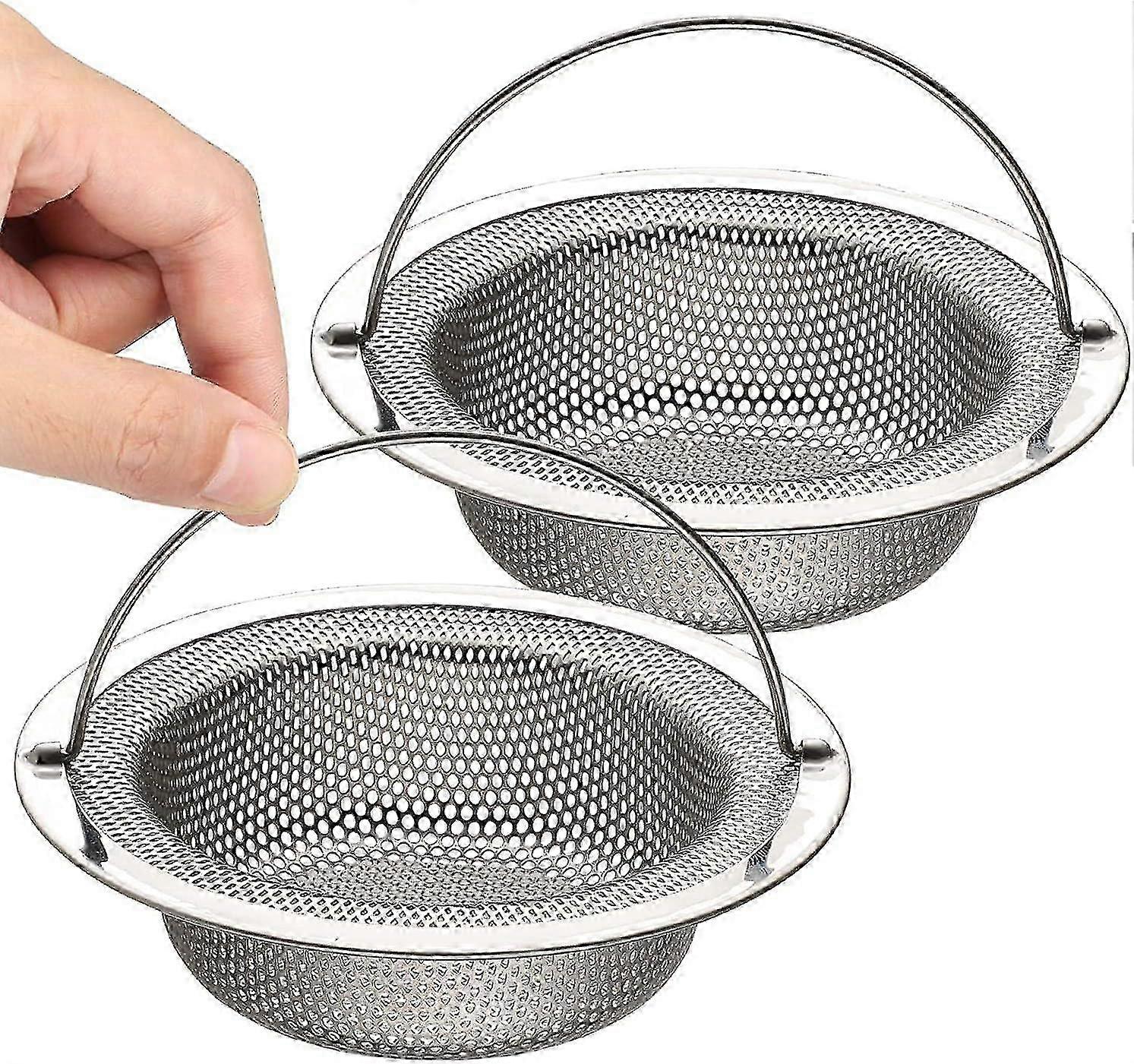 Pack Of 2 Kitchen Sink Strainers, Stainless Steel Large Sink Strainer With Handle, Diameter 7.5 Cm Anti-clog Drain, 11 Cm Outer Rim 2025
