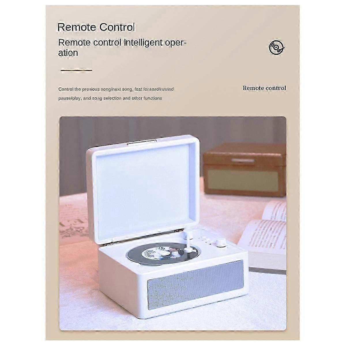 Portable Wireless Bluetooth Speaker, Multi-Functional Reprodutor CD Retro, Record Audio Player Brow