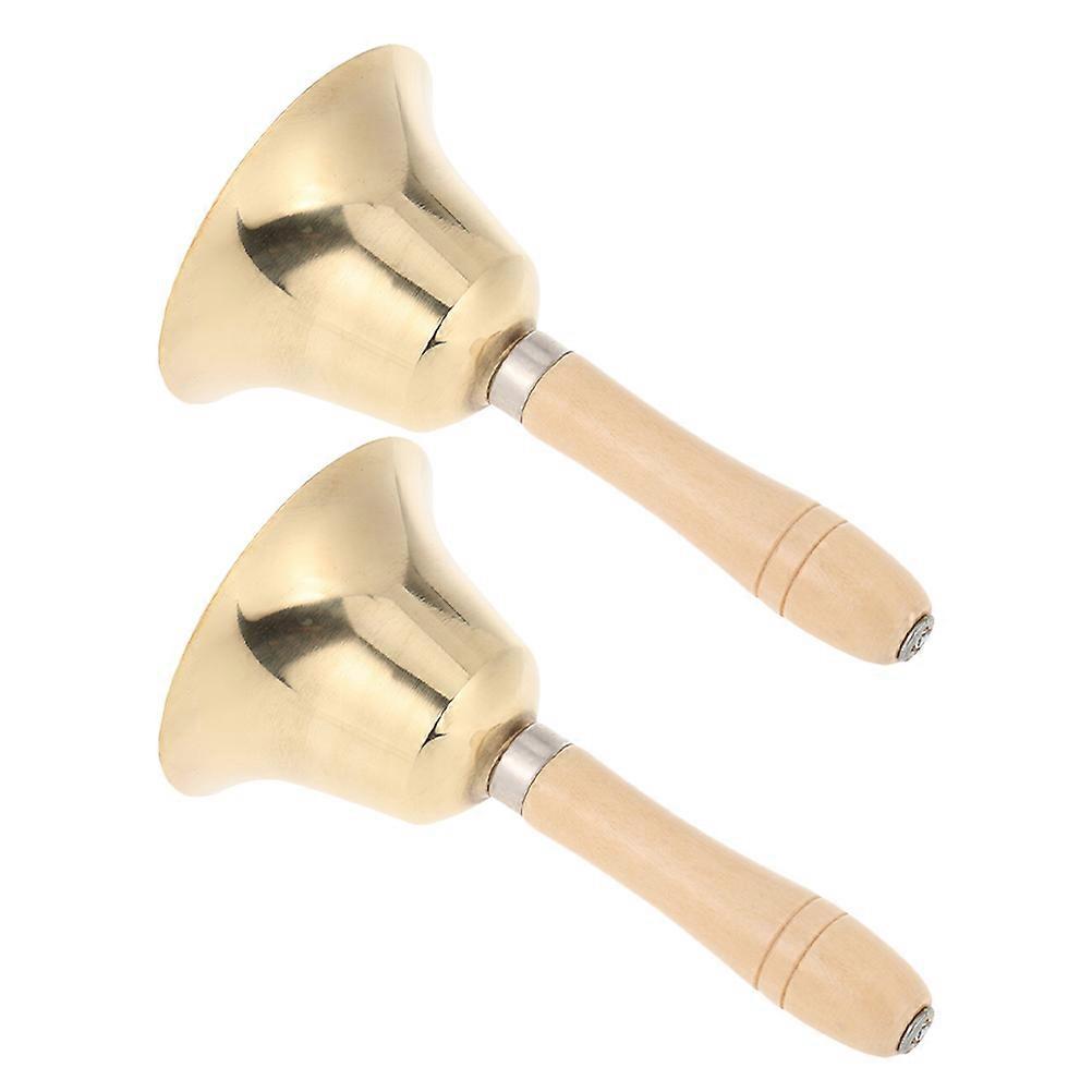 Classroom Bell Solid Bell for Ringing 4Pcs with Wooden Handle