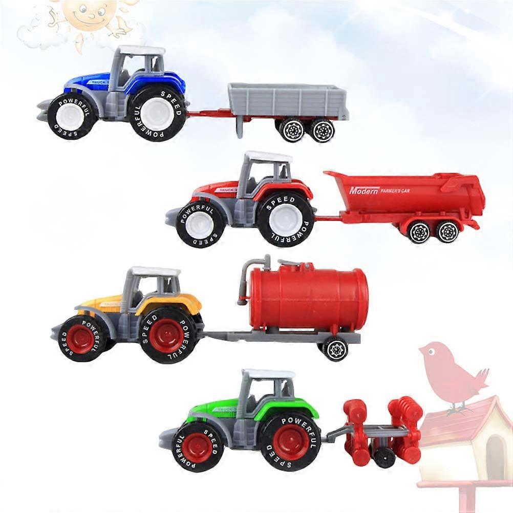 Farm Tractor Toys Simulation Model for Kids Playing 4Pcs Engineering Vehicles