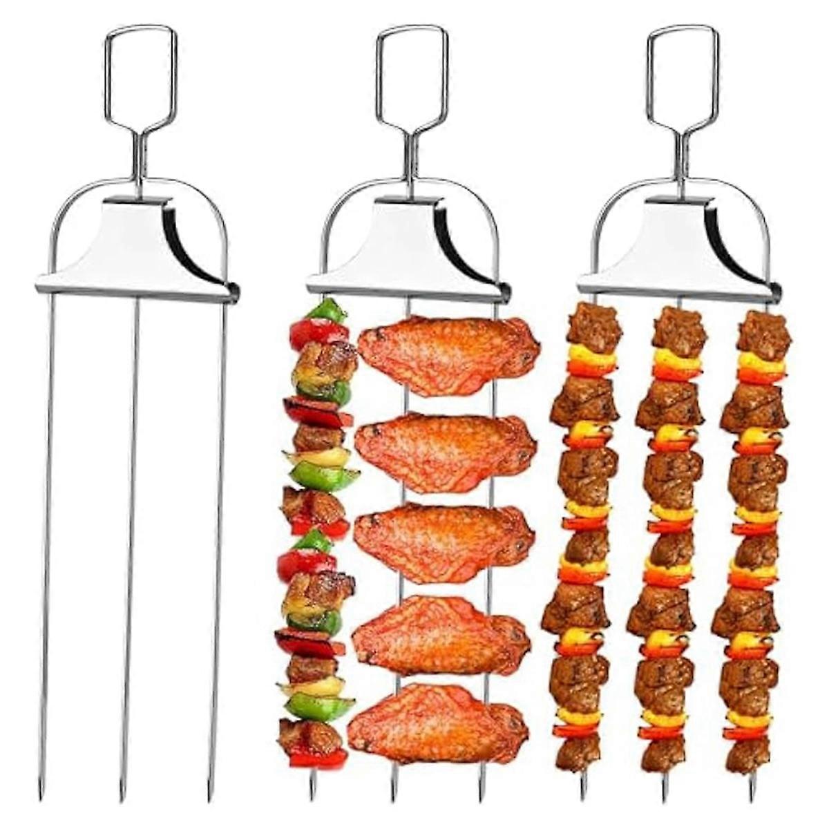3PCS 3- Stainless Steel Kabob Skewers for BBQ