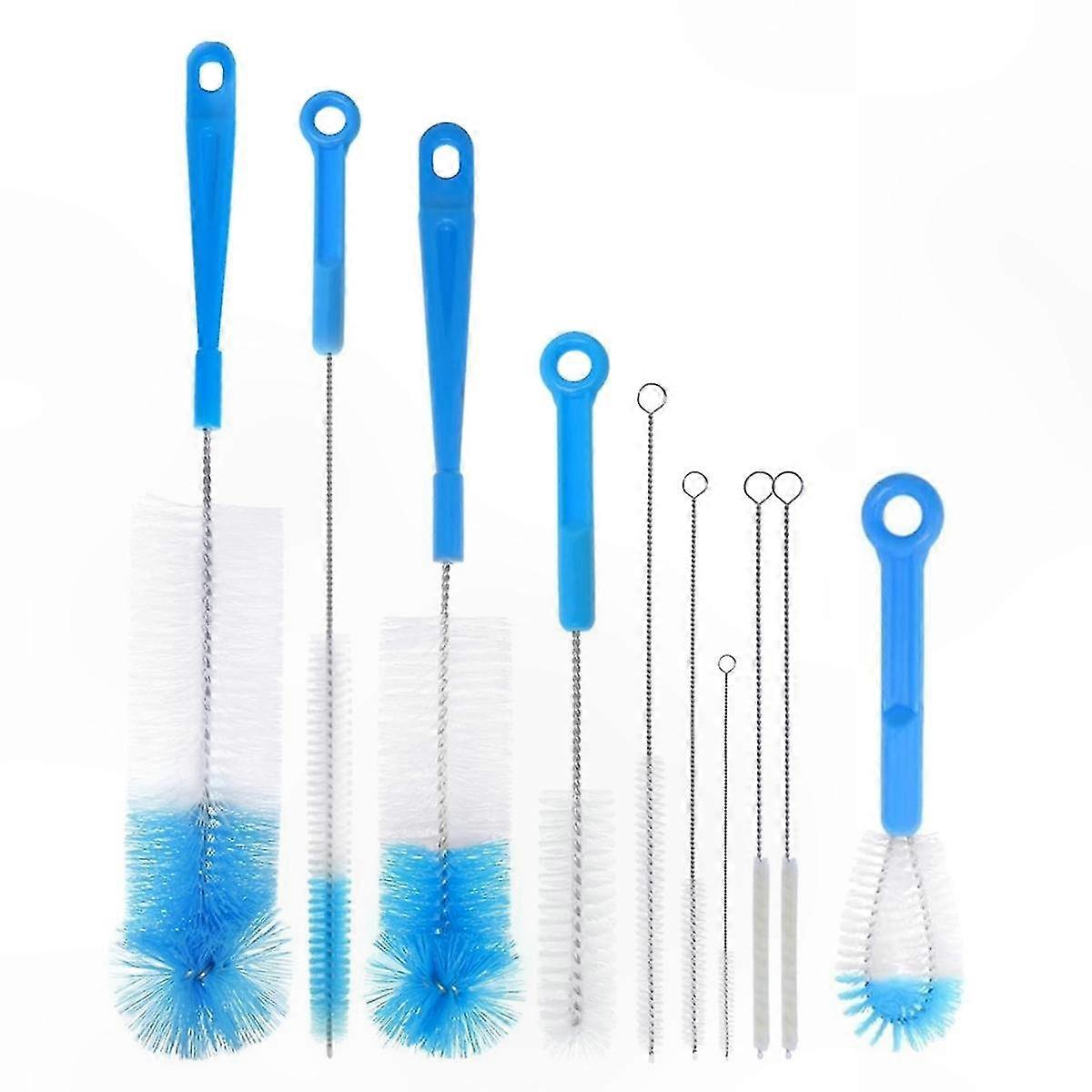 10-Pack Long Handle Stainless Steel Bottle Brush Set for Deep Cleaning