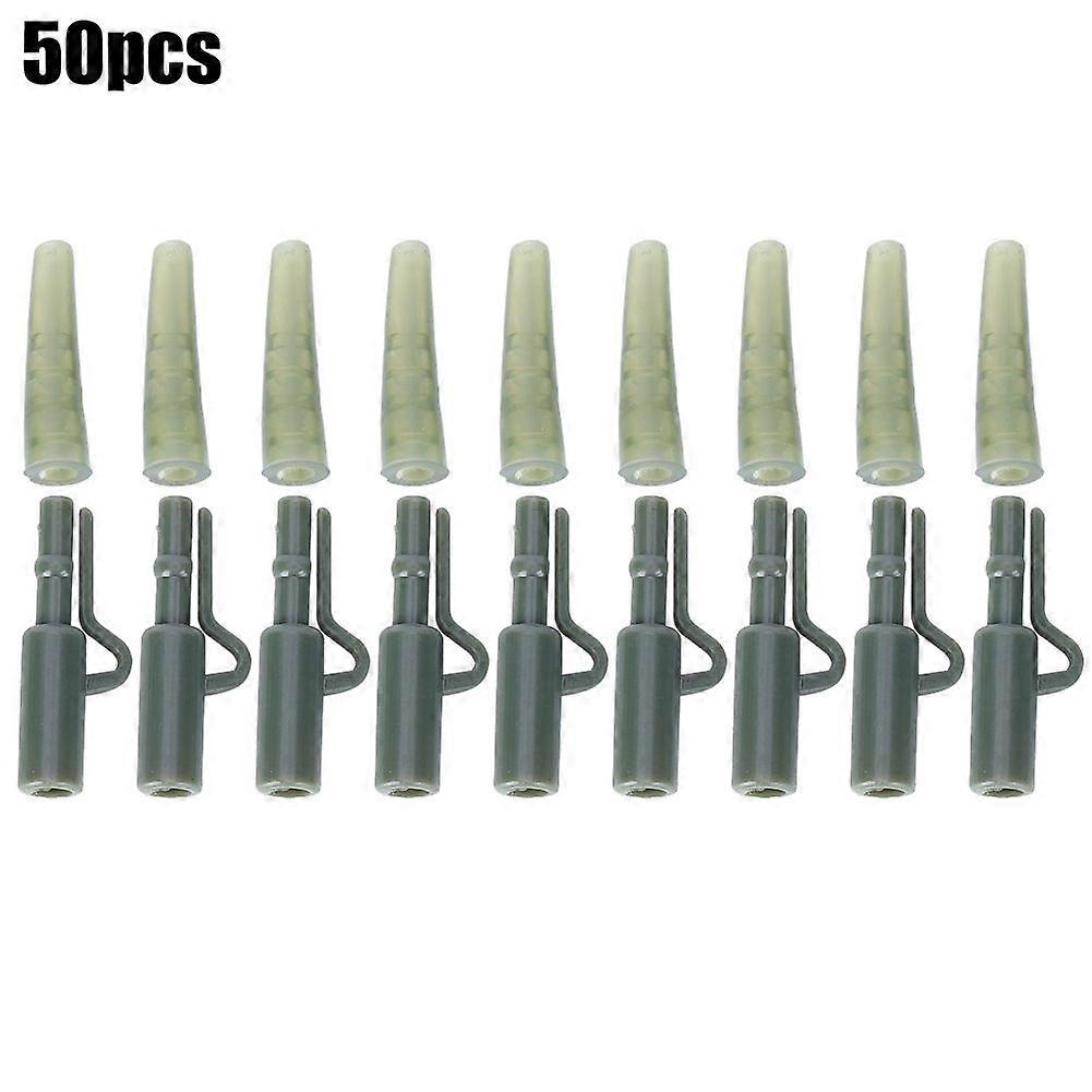 50 Sets Silicone Carp Fishing Fixing Line Quick Changing Connector Sleeve Safety Lead Clip Tackle Accessory Kit