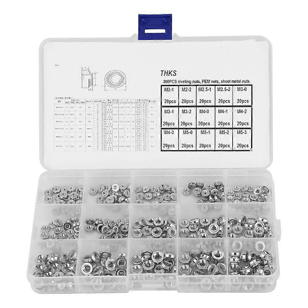 300pcs Nuts Pressure Riveting Self Clinching Nuts Metal Fastener Tool