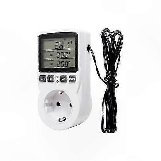 EU Plug Digital Thermostat Socket with Temperature Sensor for Heating and Cooling Control