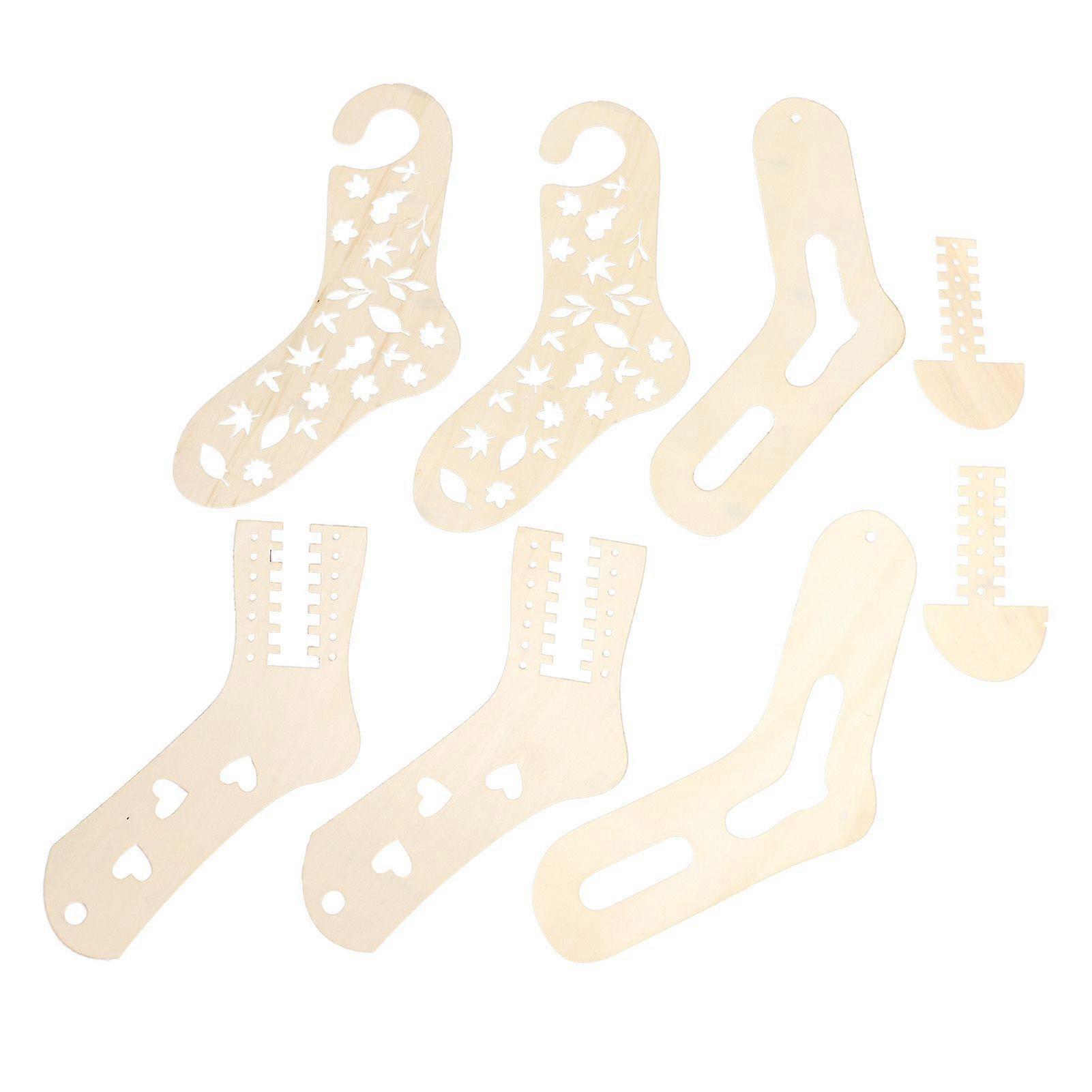 6 stycken Trä Sock Blockers Strumpa Display Formar Stickning Strumpa Sträckare för hantverk presenttillverkning