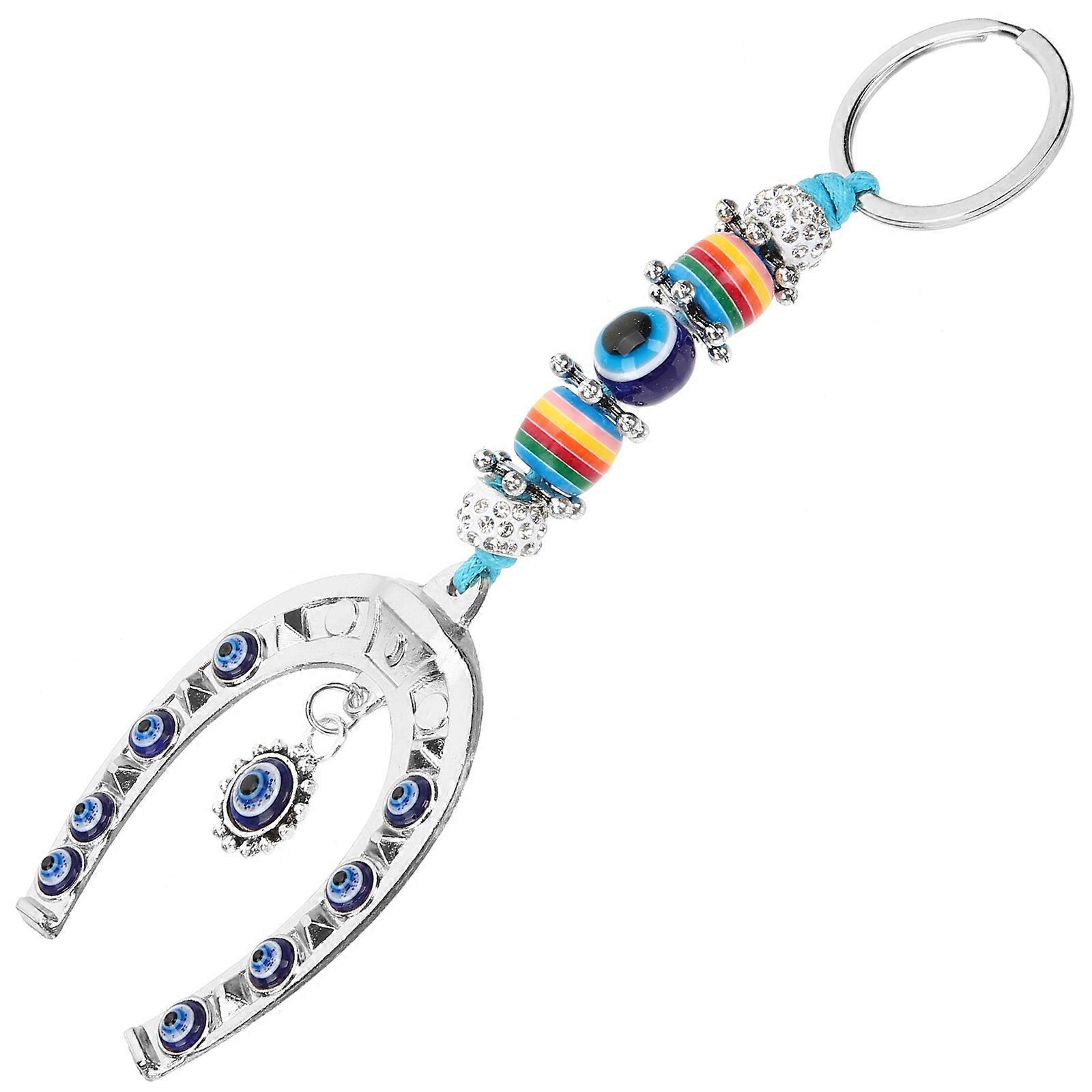 Evil Eye Keychain Decorative Horseshoe Keychain for Protection 5Pcs