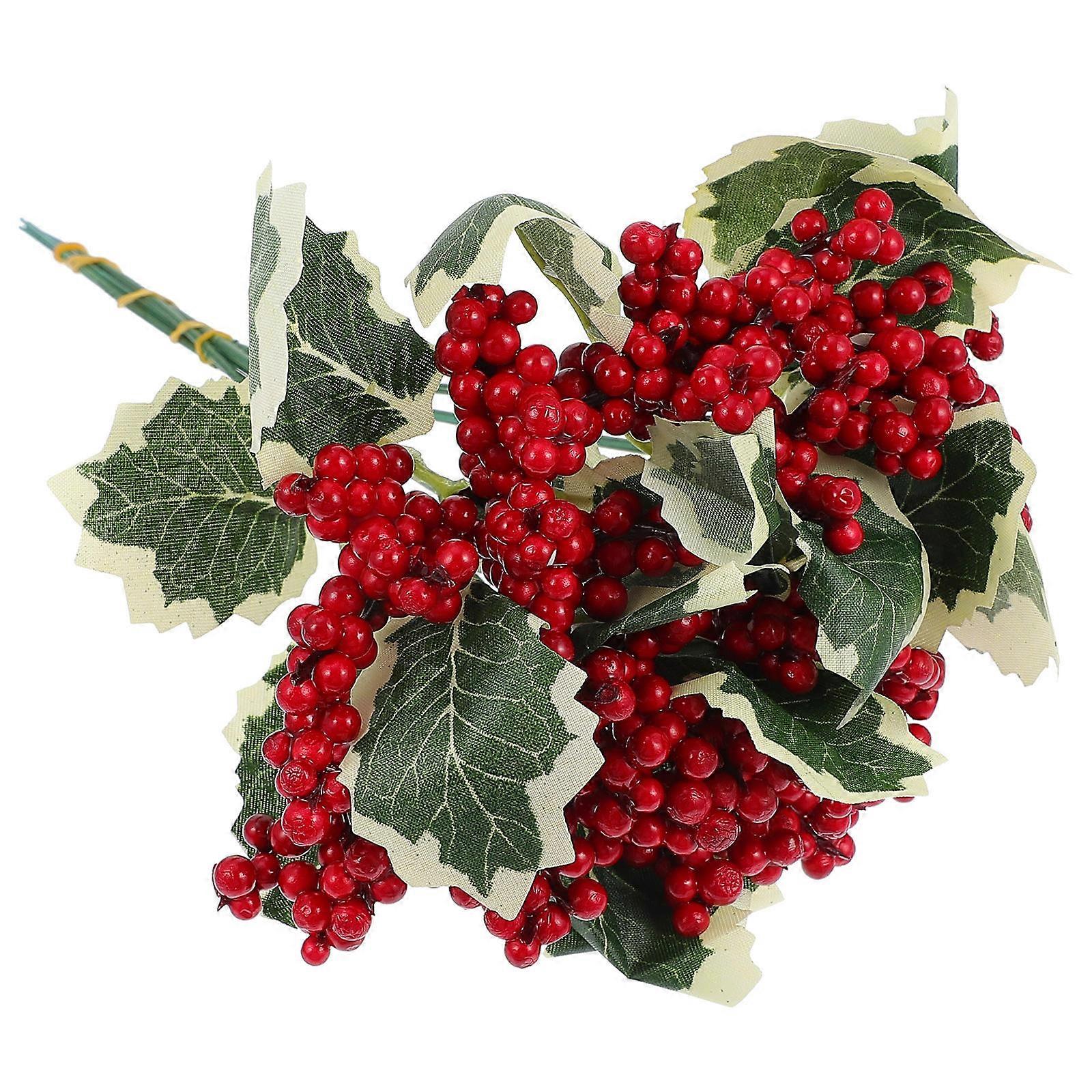 Artificial Christmas Berry Branches for Decoration with 6Pcs Set