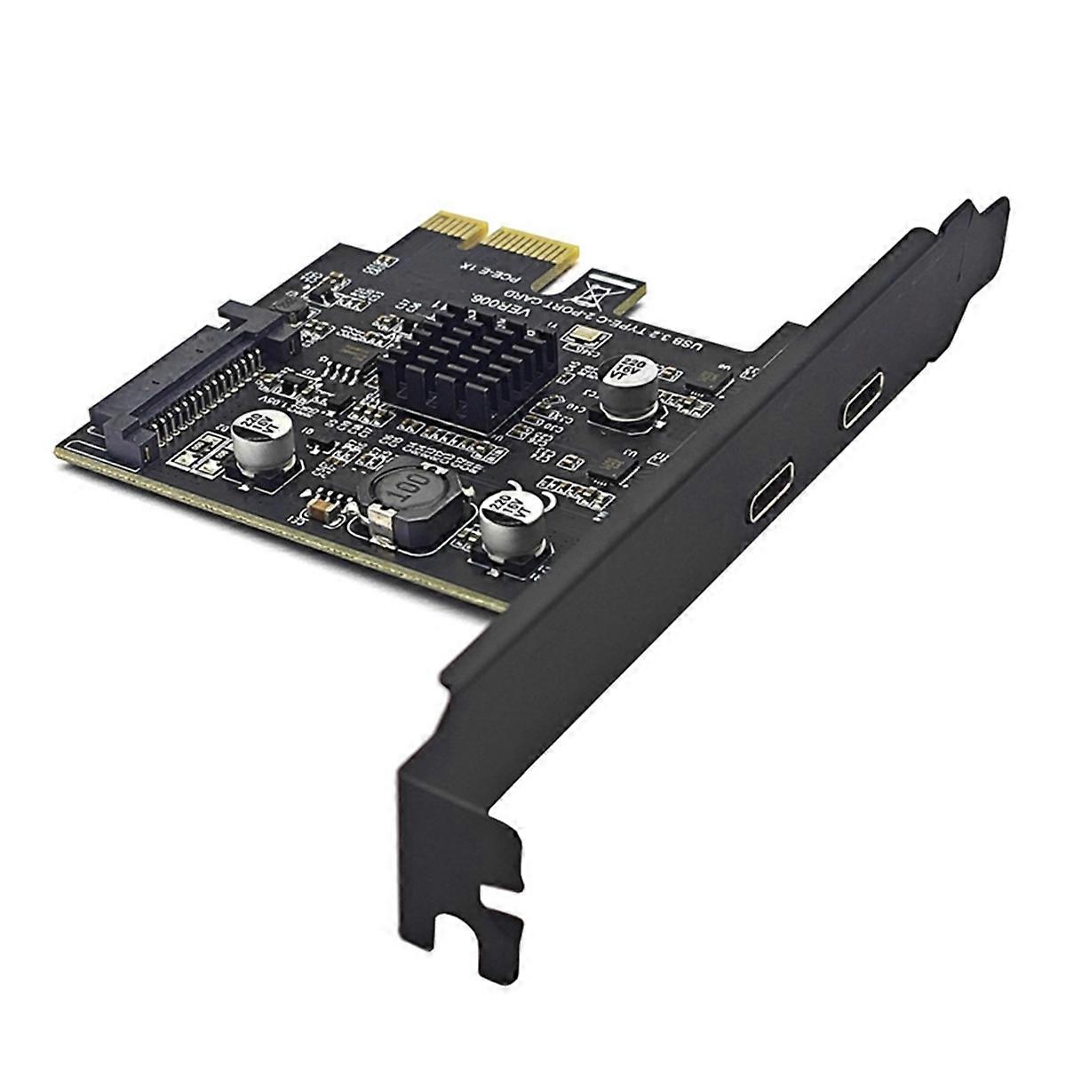New 2Port TYPE-C PCIE Card PCI Express 3.0 X1 to Dual USB-C Expansion Card Power USB3.2 Gen2 10Gbps ASM3142 Chip