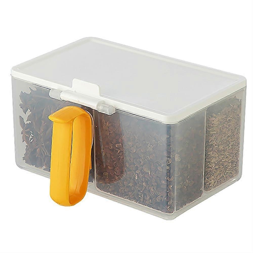 Seasoning Box Multi-Grid Spice Storage Container 2/3/4 Compartments Kitchen Herb Organizer Tool (Small)