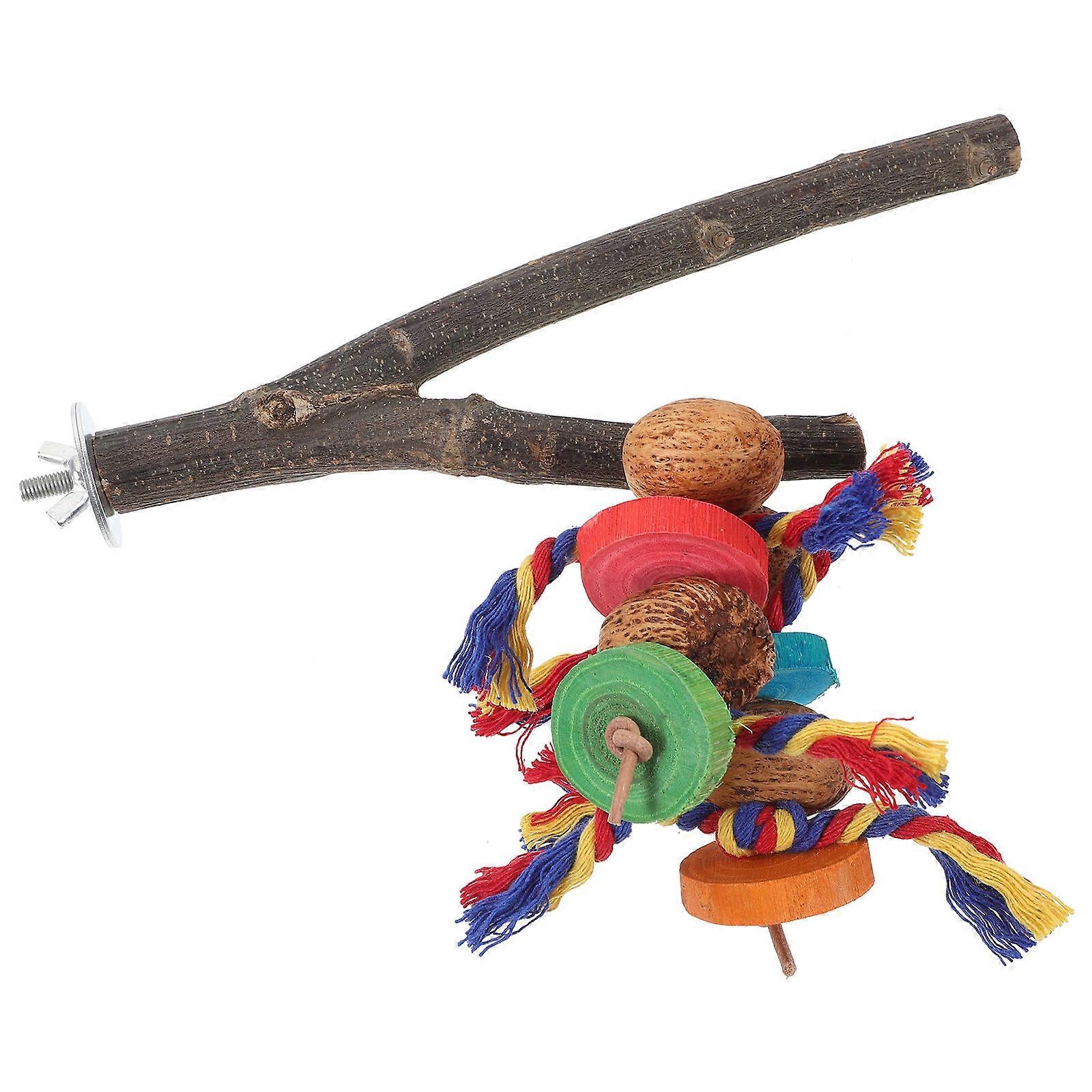 Natural Parrot Perch Branch Toy For Cockatiel Birds 20.00X14.00X8.00CM Assorted Color Balance Training 4Pcs