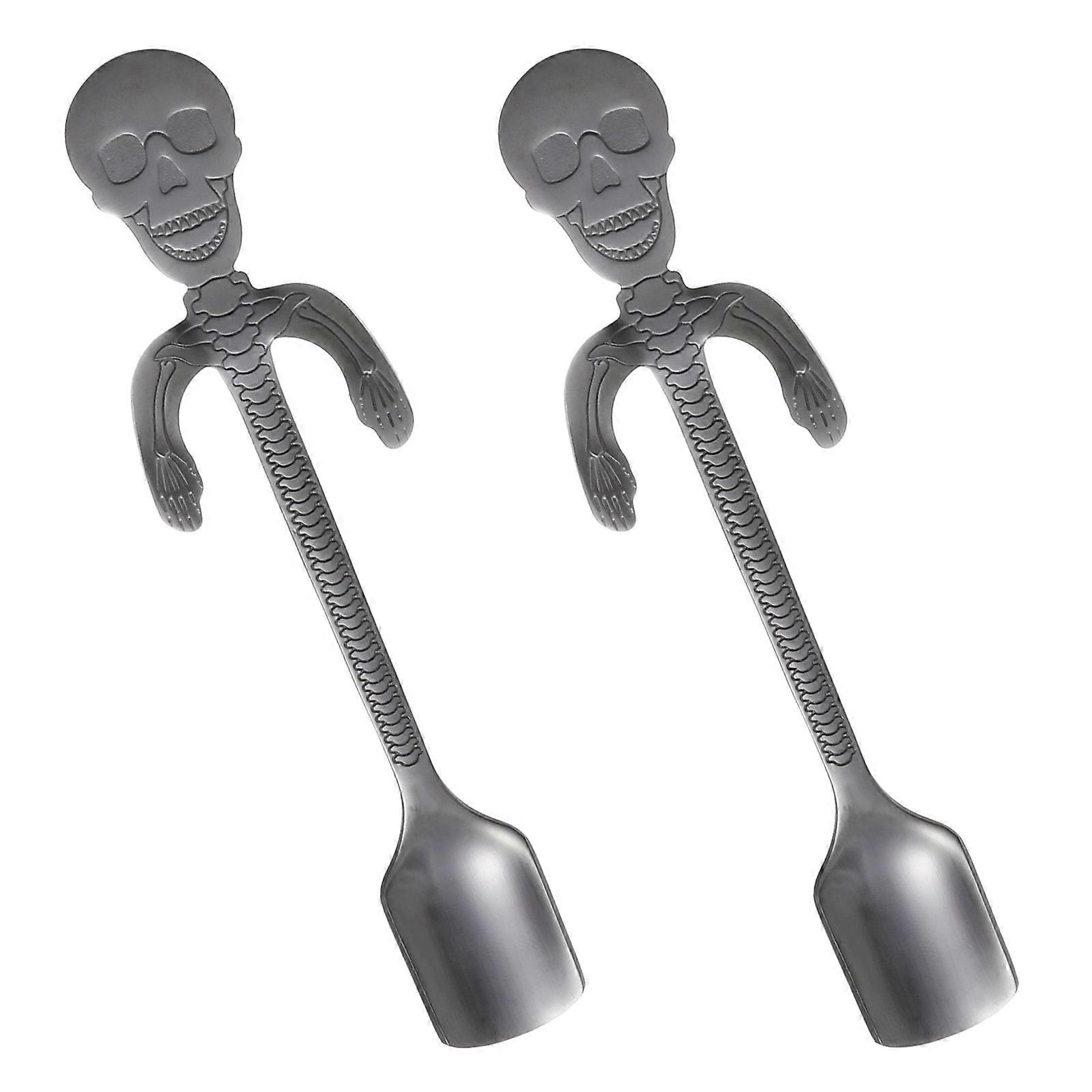 Stainless Steel Stirring Spoons for Coffee 2Pcs Skull Creative