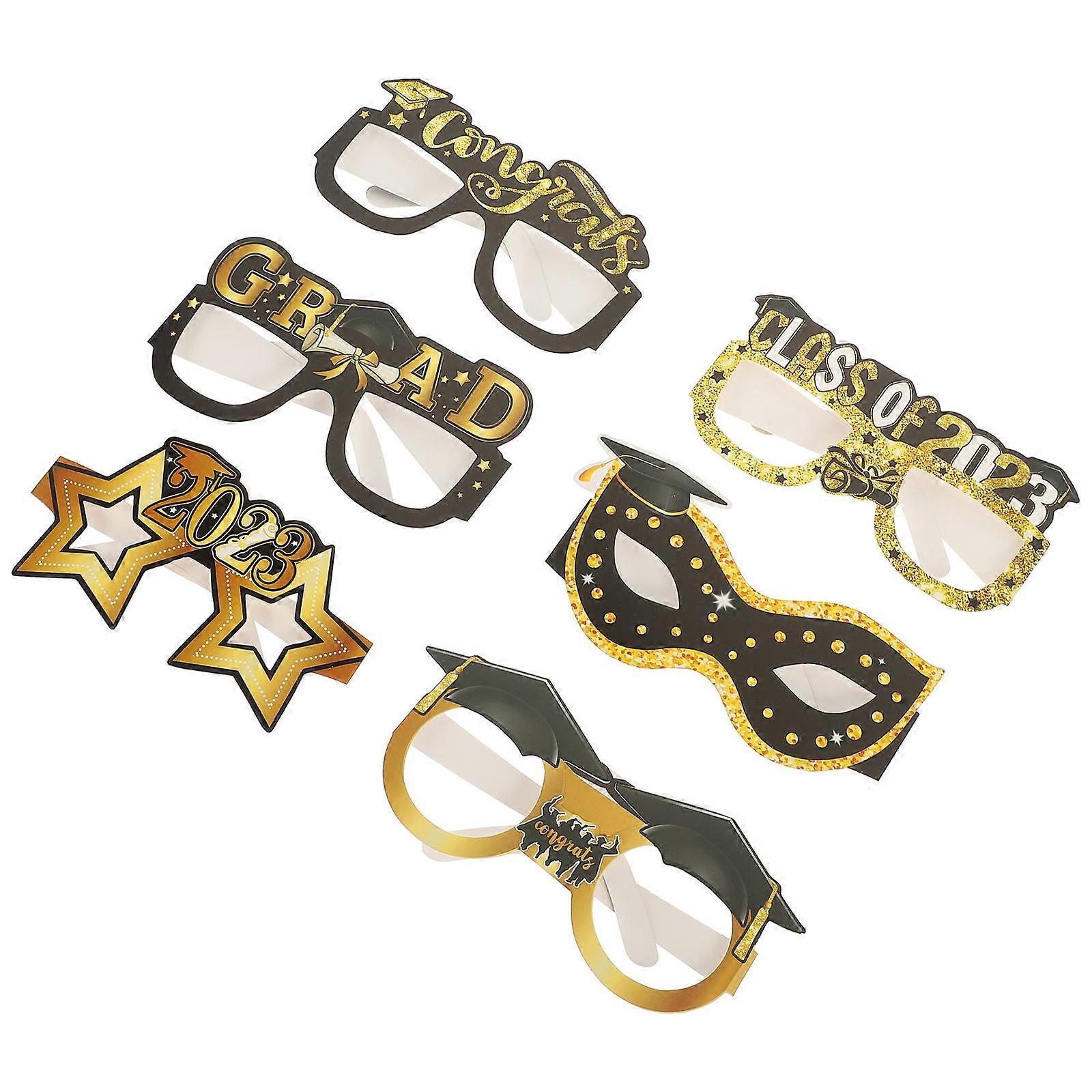 Graduation Party Photo Props 60 Pcs Funny Design Graduation Paper Glasses Assorted Color Great For Festive Events