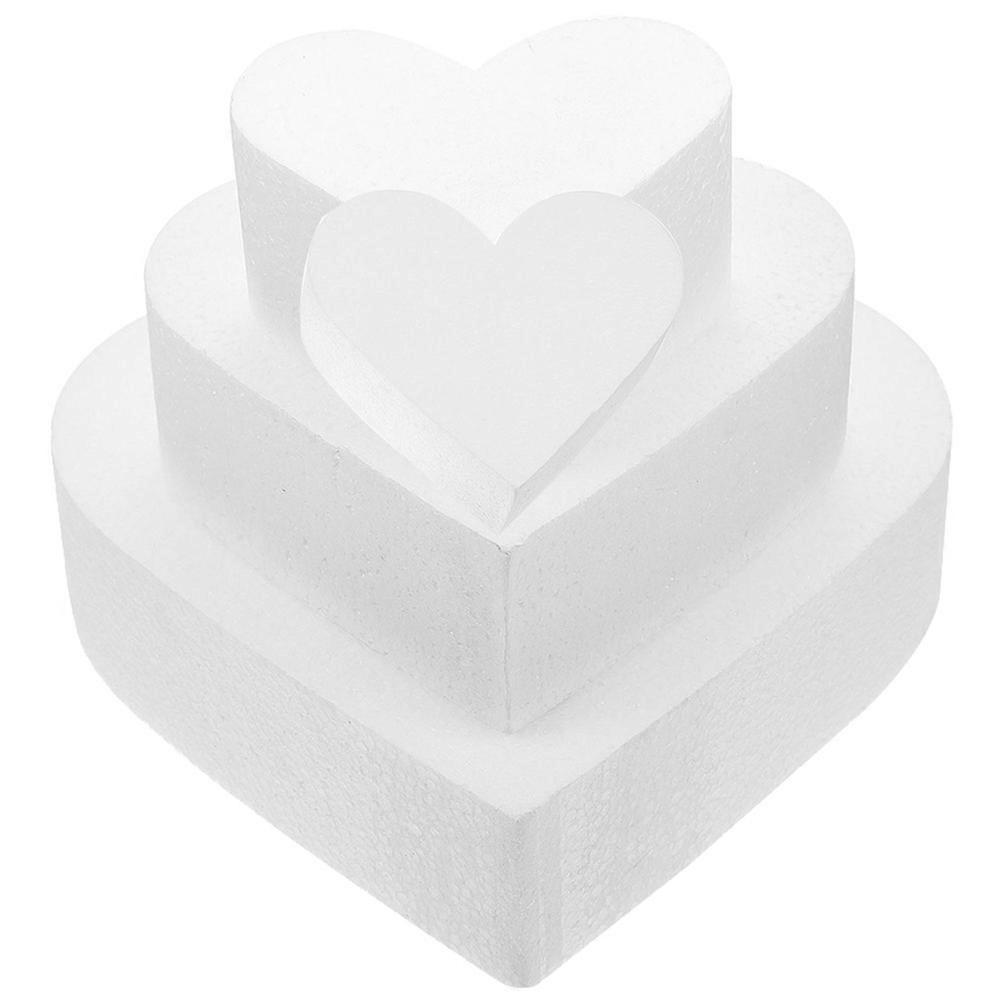 White Foam Cake Model Heart Shape for Decoration 4Pcs Cake Dummies