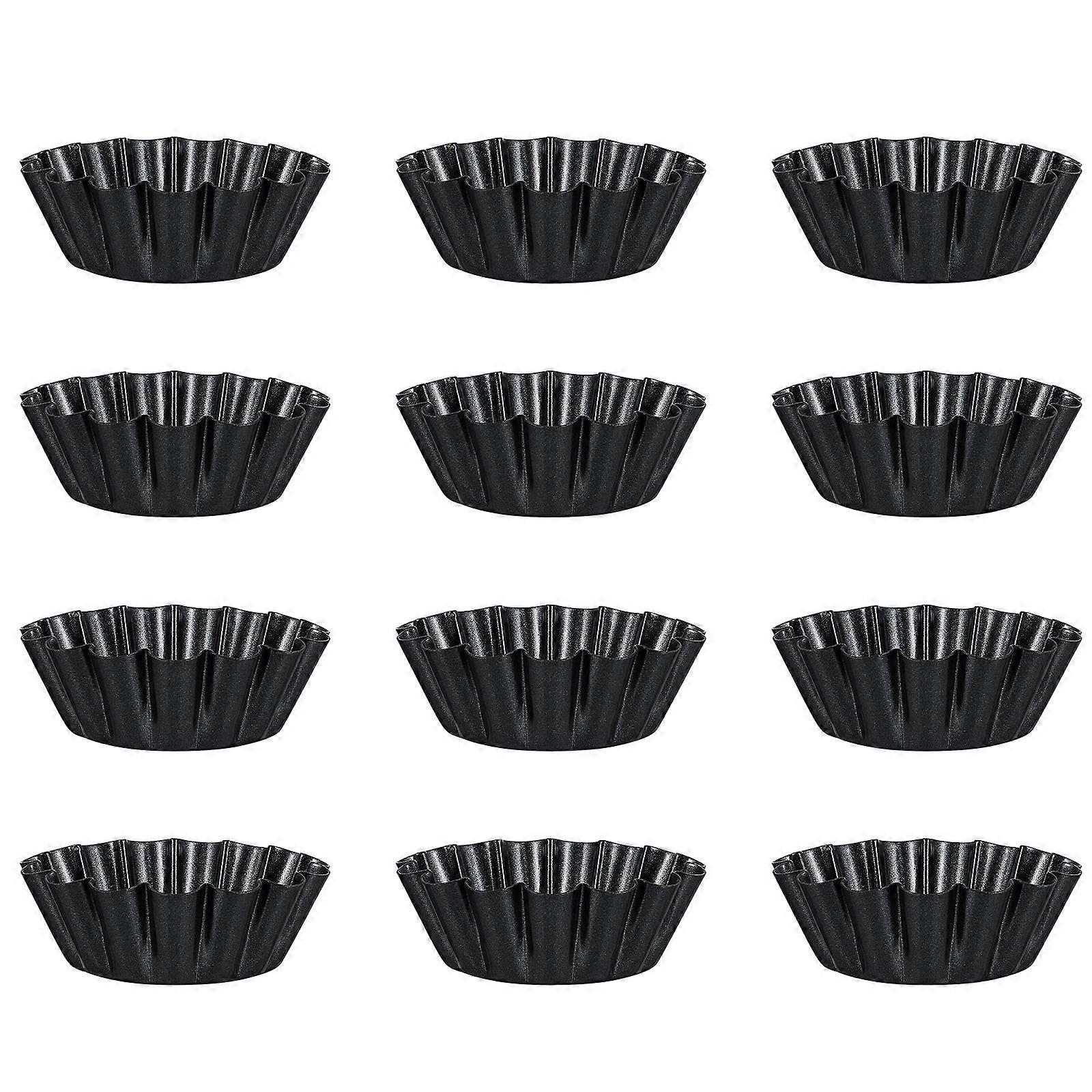 Non-Stick Egg Tart Moulds 4Pcs Round Mini Baking Cups Perfect For Home Kitchen Use High Temperature Resistant Feature