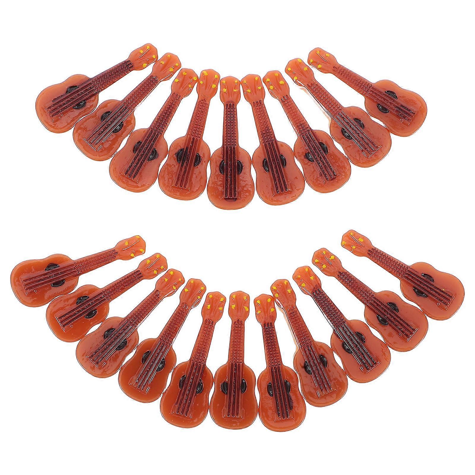 Mini Guitar Model Resin Miniature Instrument for Dollhouse 100Pcs