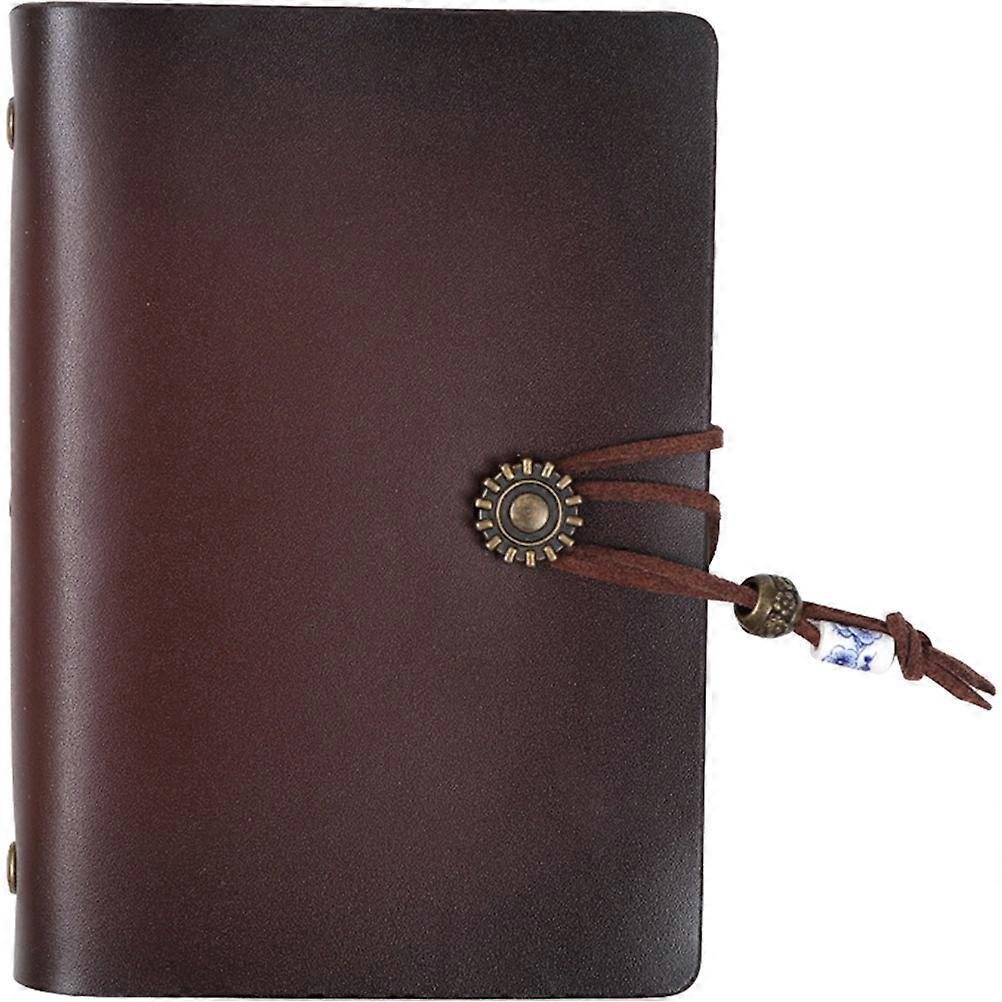 4Pcs Loose Leaf Journal Notepad For Office Organizing 14.3X10CM Brown Diary