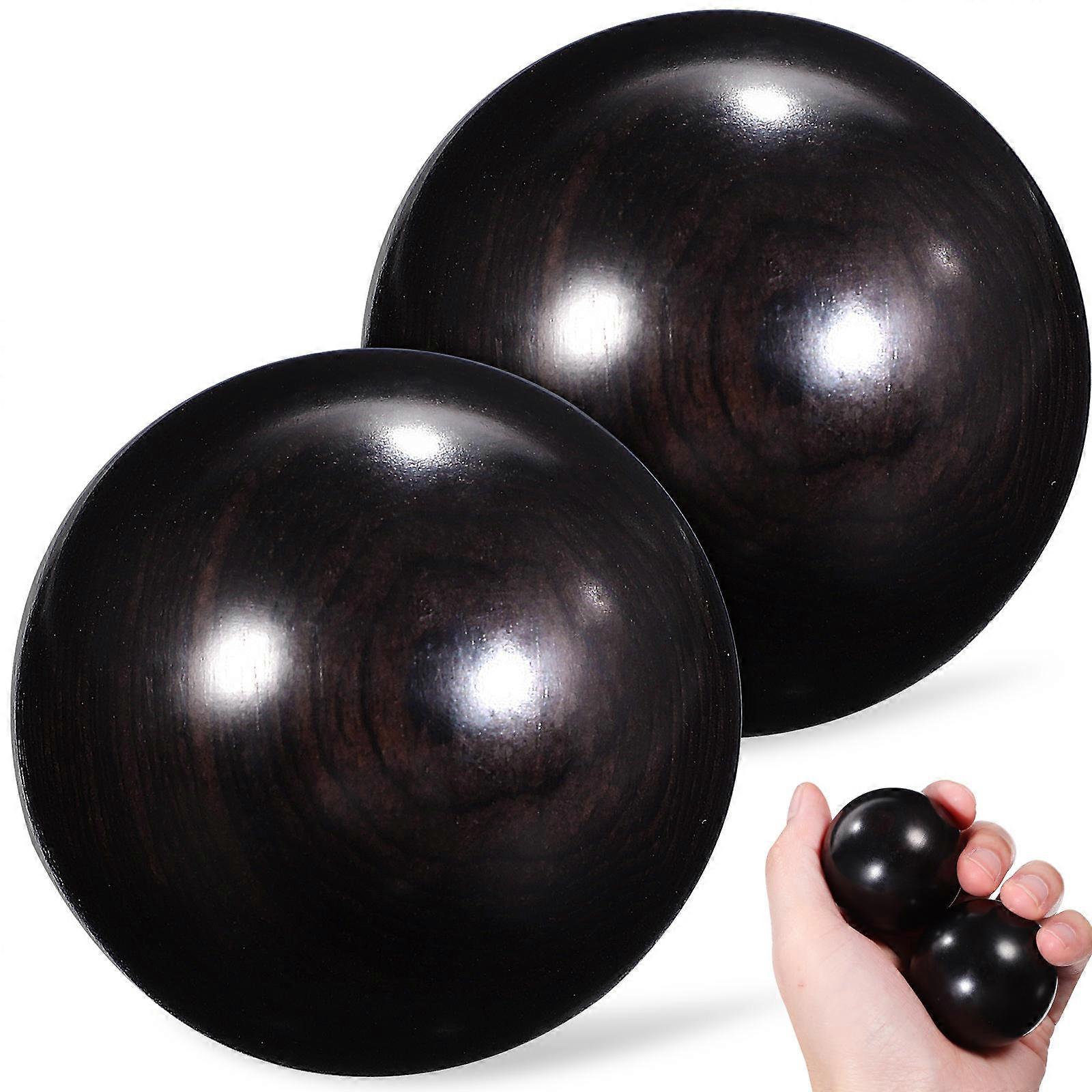 Black Wooden Hand Exercise Balls for Hand Massage 6Pcs Durable Set