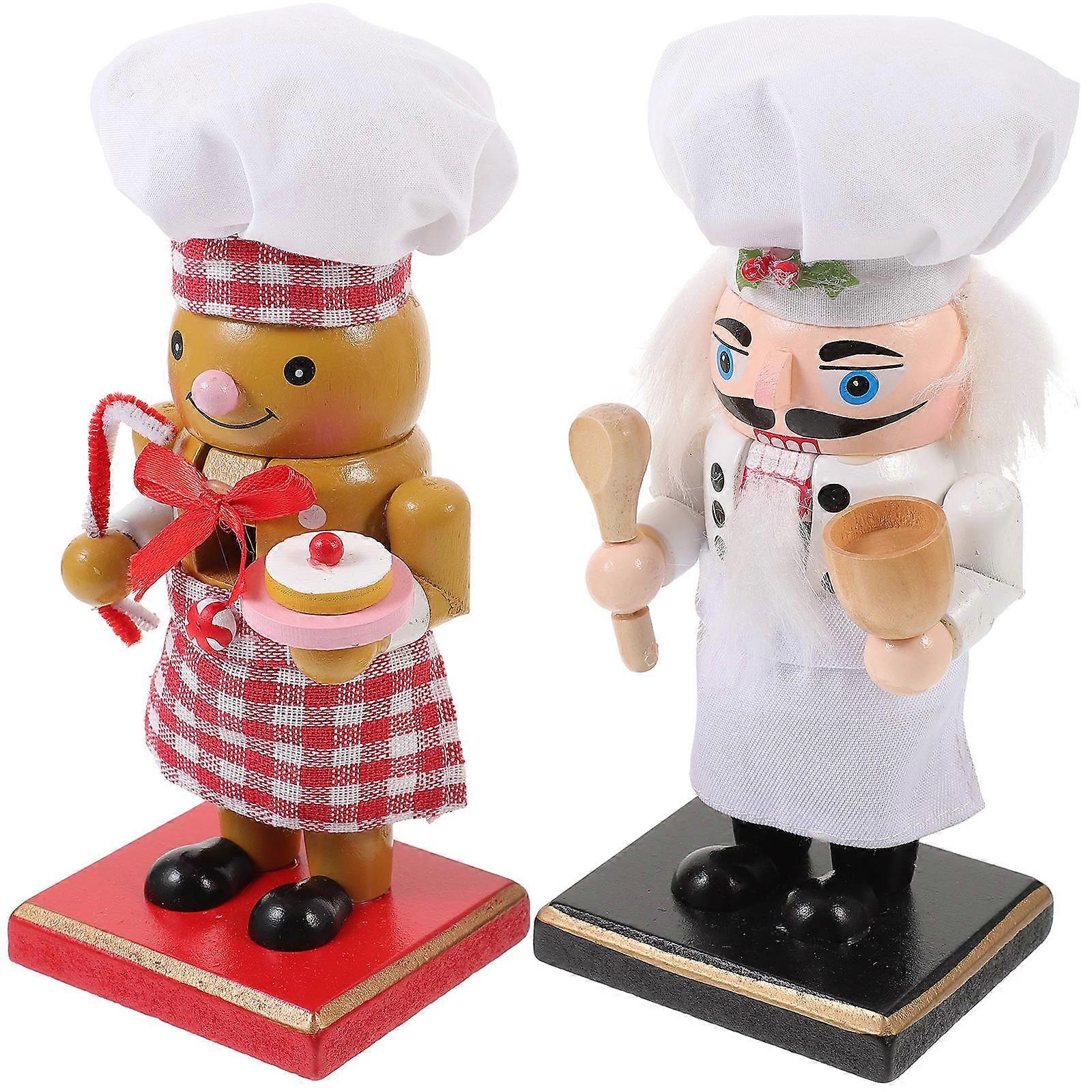 Christmas Nutcracker Chef Statue Wooden Nutcracker for Decoration 10Pcs