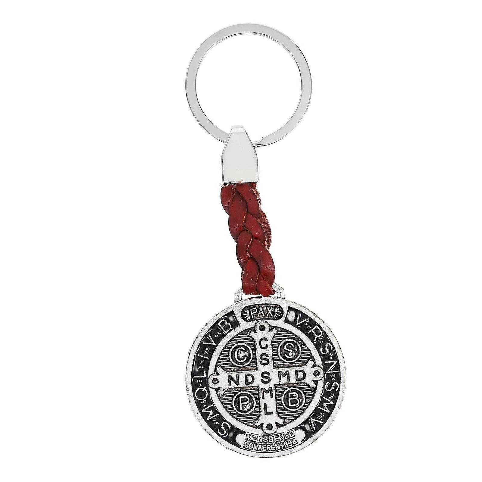 Religious Keychain Ring Accessory With Round Shape In Black Color For Anniversary Or New Year Gifts Suitable For 2Pcs Key Organization