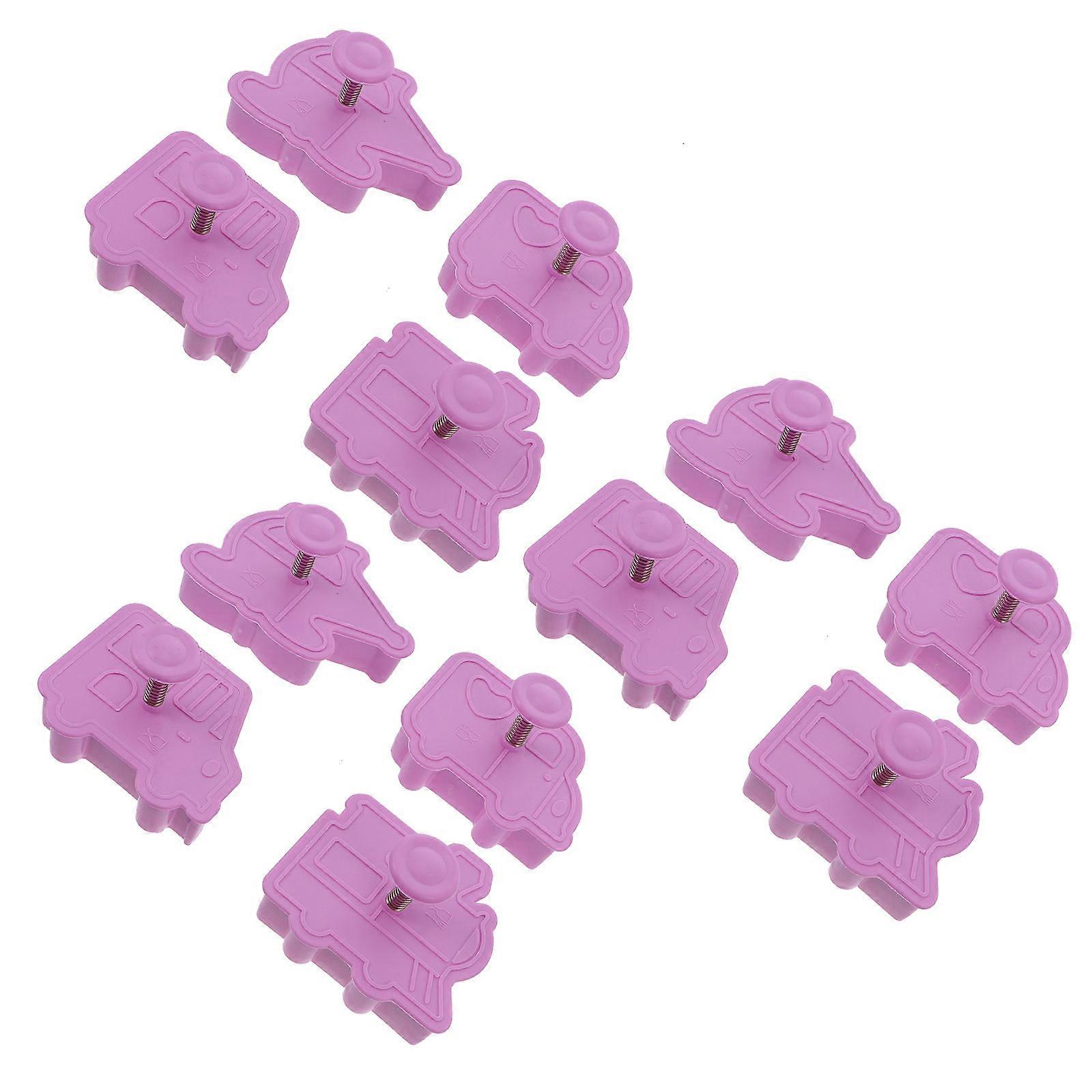 Biscuit Mold Set 24Pcs Plastic Vehicle Car Dessert Making Tools For Home Baking Featuring Easy Demoulding In Purple Color