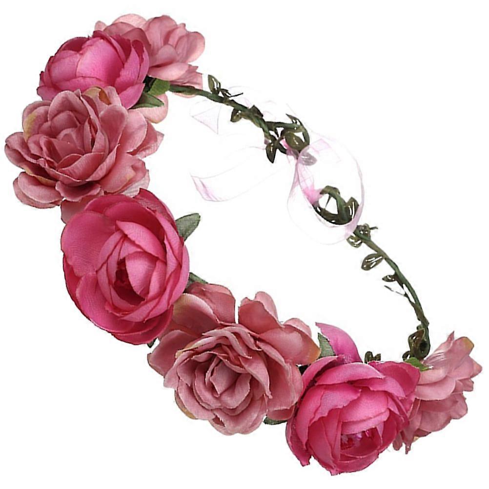 4Pcs Red Bride Flower Wreath Artificial Rose Headpiece for Wedding