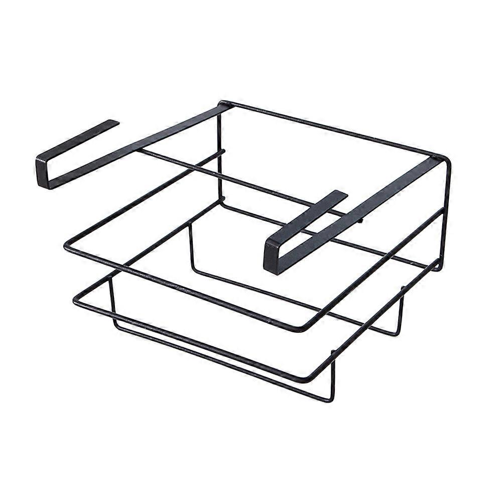 Hanging Plate Rack Double Layer Hanging Rack Kitchen Storage Iron Black 1Pcs